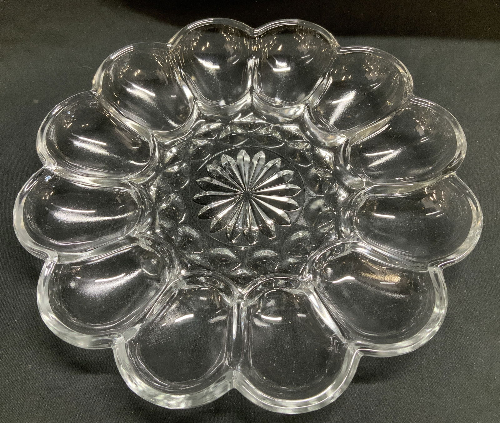 C.1940s Clear Glass Deviled Egg Plate (1 of 6)