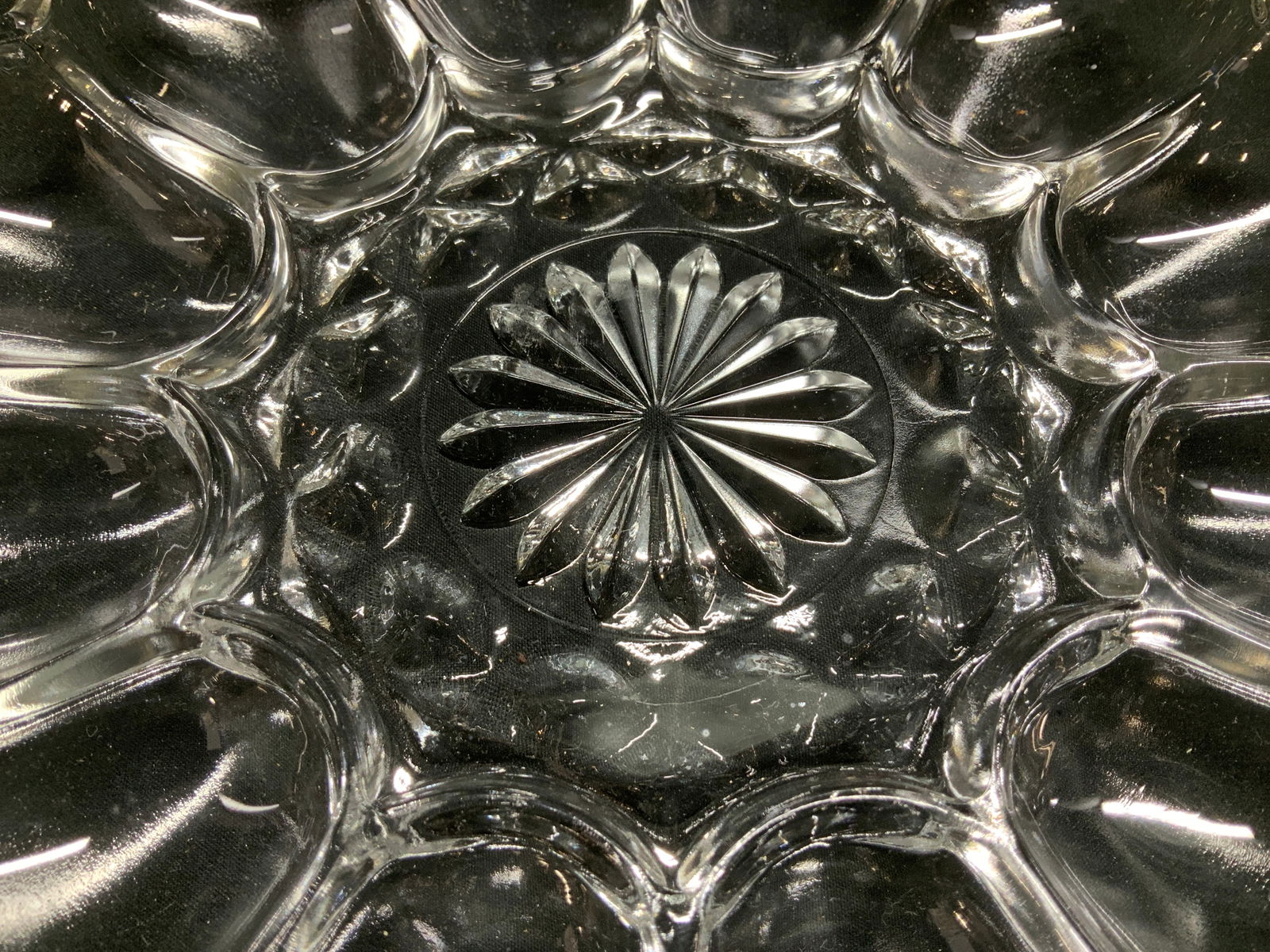 C.1940s Clear Glass Deviled Egg Plate - 2