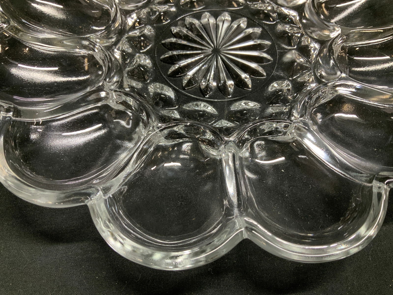 C.1940s Clear Glass Deviled Egg Plate - 3