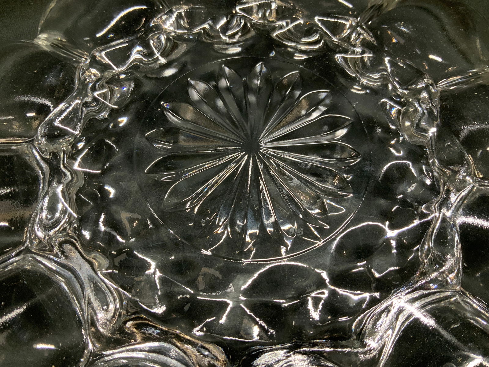 C.1940s Clear Glass Deviled Egg Plate - 6