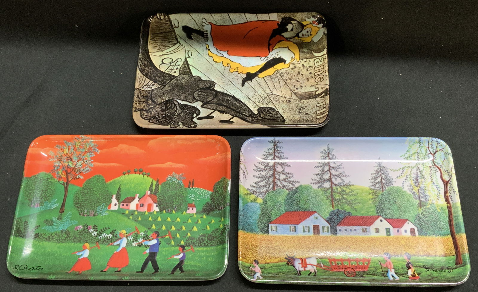 Lot 3 Vtg RDE Imports Illustr Snack Trays ITALY (1 of 6)
