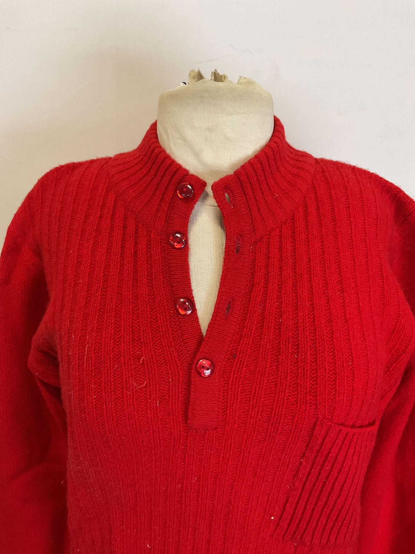 Neyret Paris Red Wool Buttoned Sweater - 4