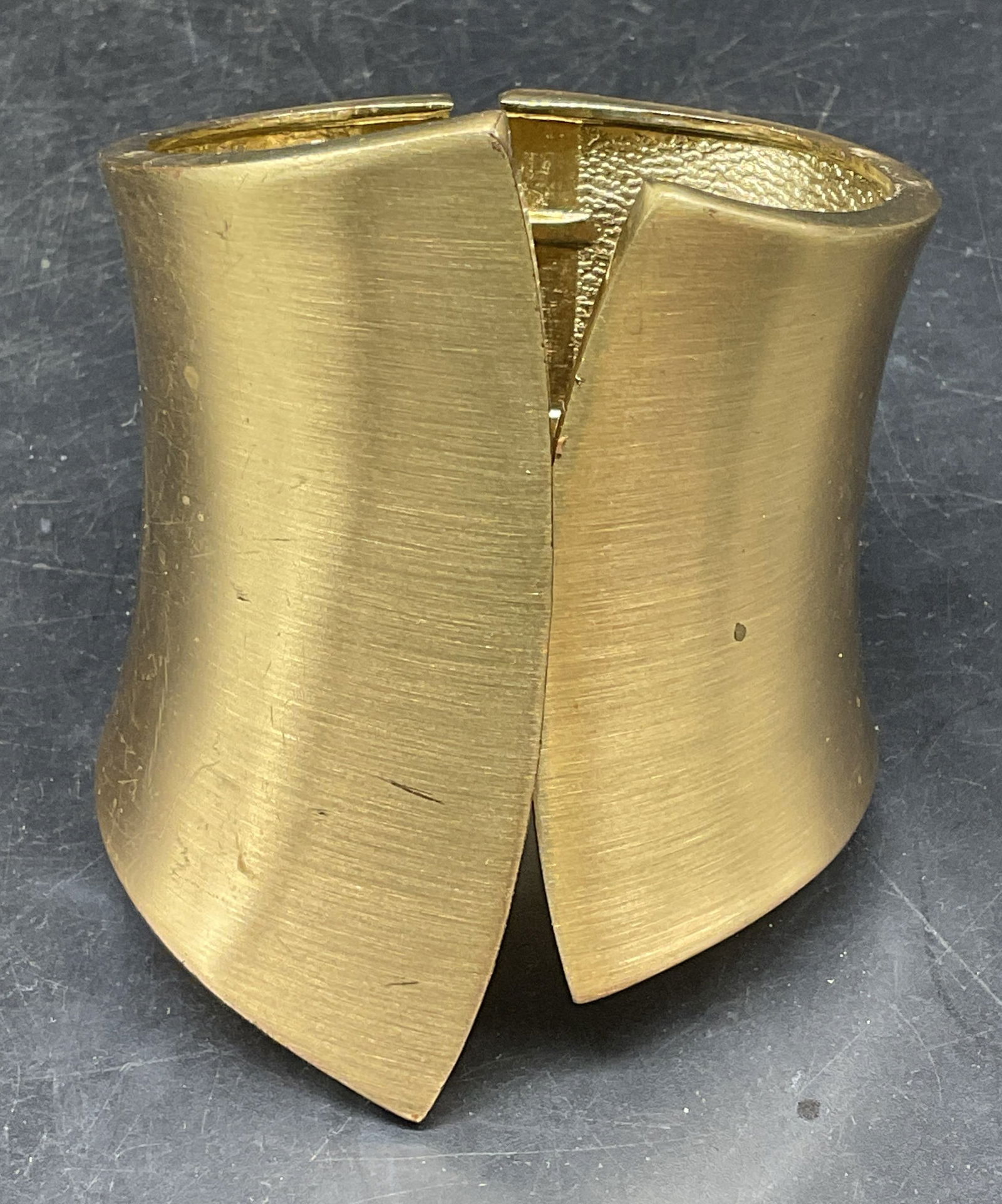 Gold Tone Modernist Statement Cuff Bracelet (1 of 6)