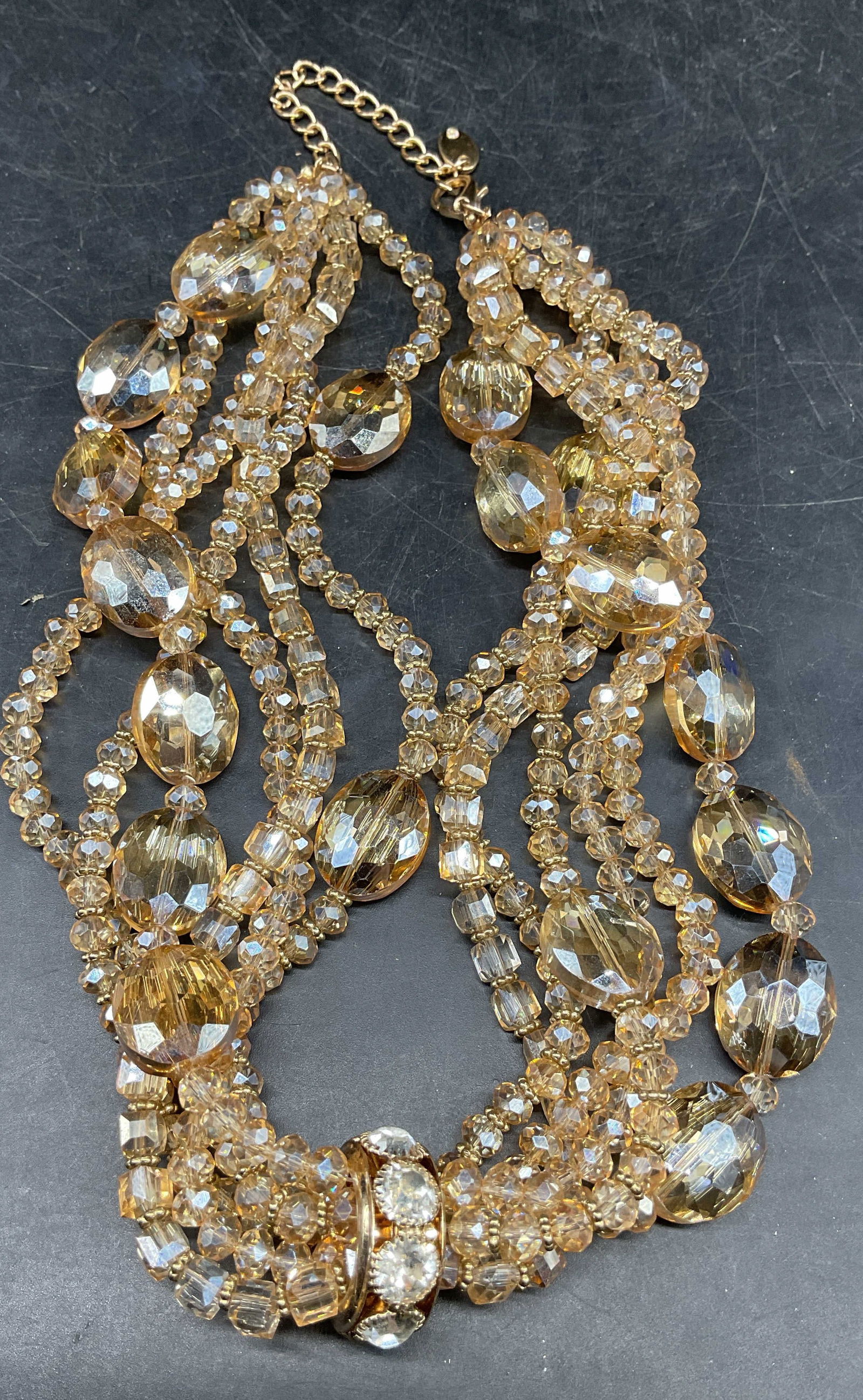 Vintage Gold Tone Crystal Necklace (1 of 6)