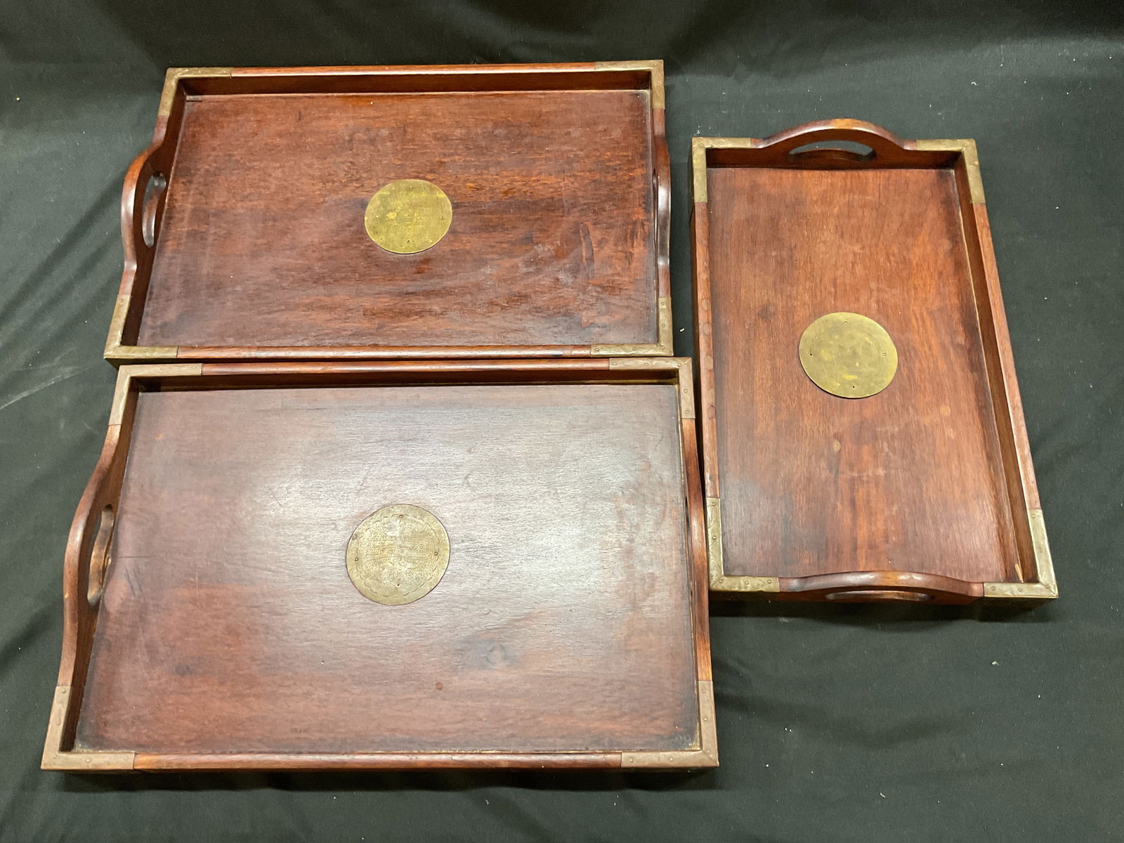Set 3 Vintage Chinese Wooden Serving Trays (1 of 7)