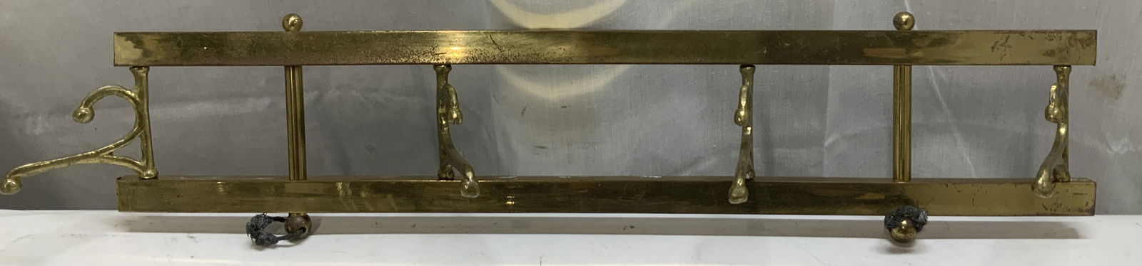 Vntg Solid Brass Wall Coat Rack (1 of 6)