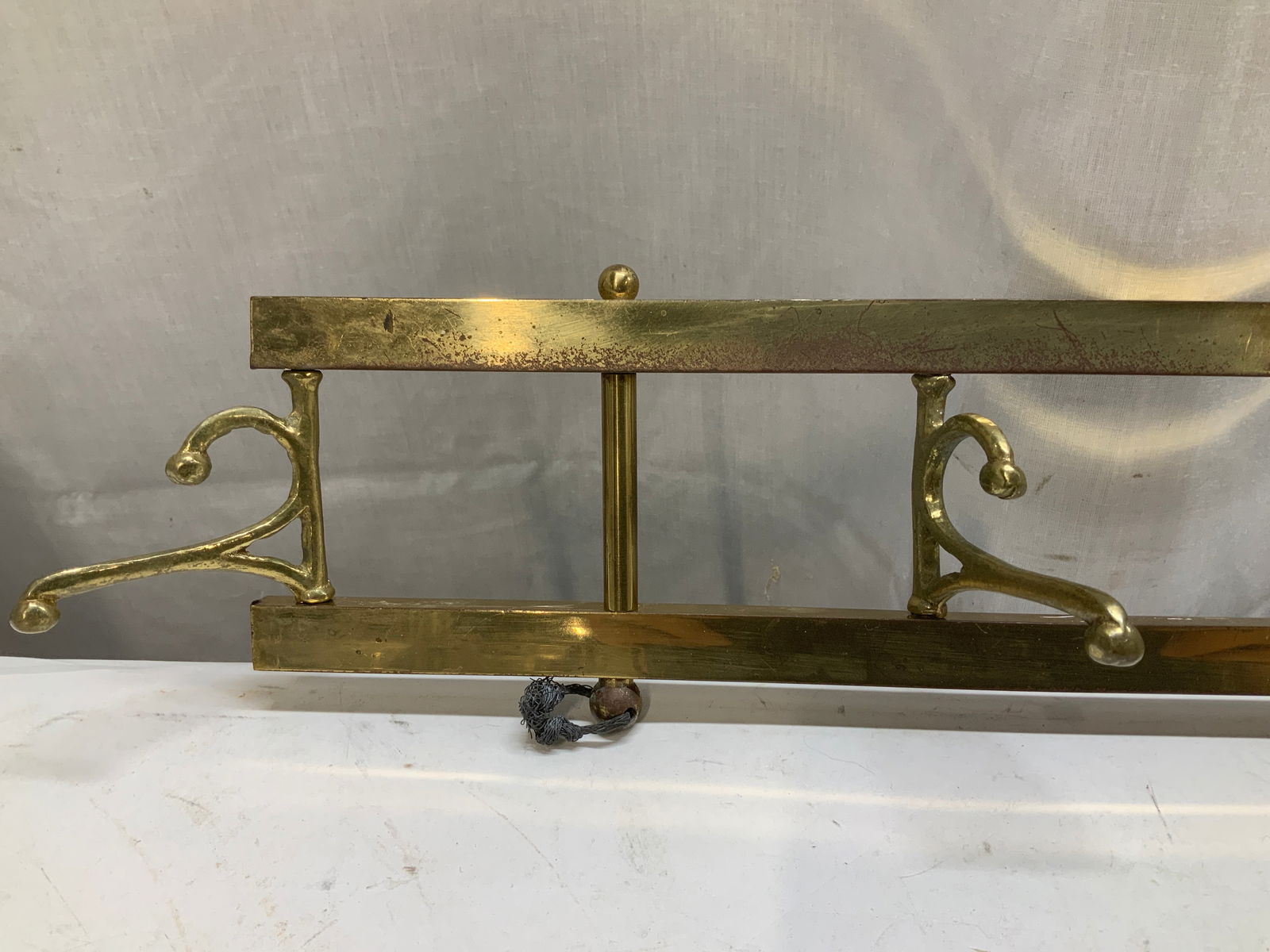 Vntg Solid Brass Wall Coat Rack - 2