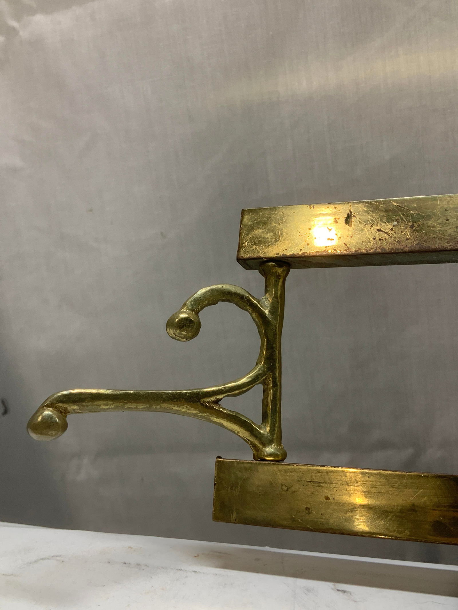Vntg Solid Brass Wall Coat Rack - 4