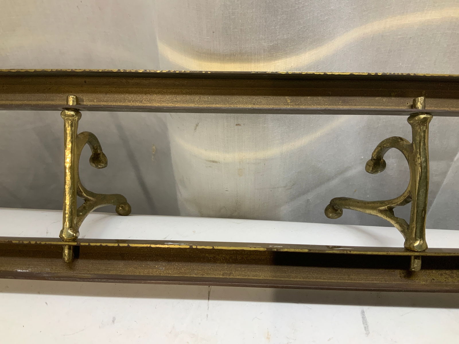Vntg Solid Brass Wall Coat Rack - 6