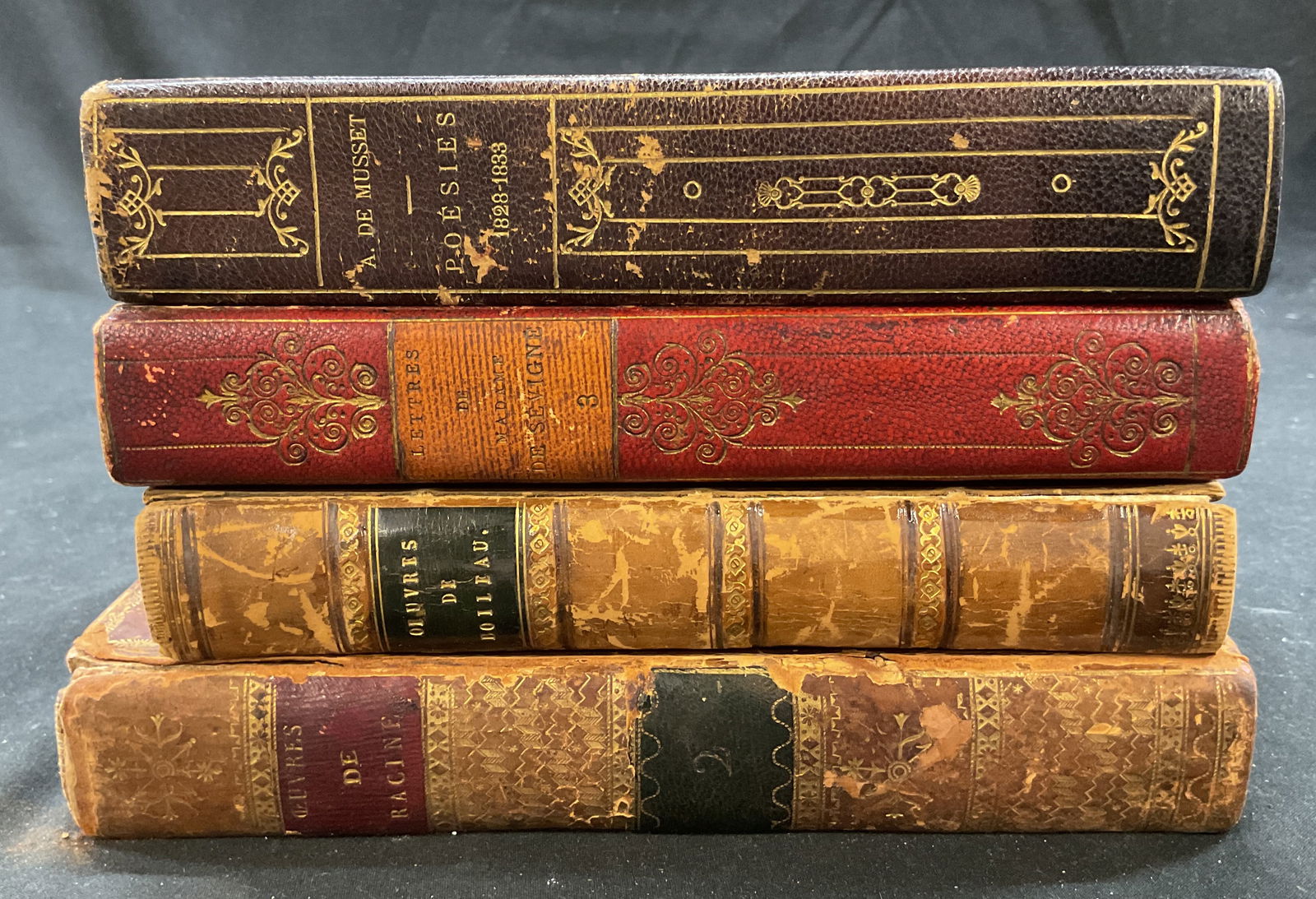Lot 4 Antq Lthr&Gilt Illus Bks 1800s-1900s Musset+ (1 of 13)