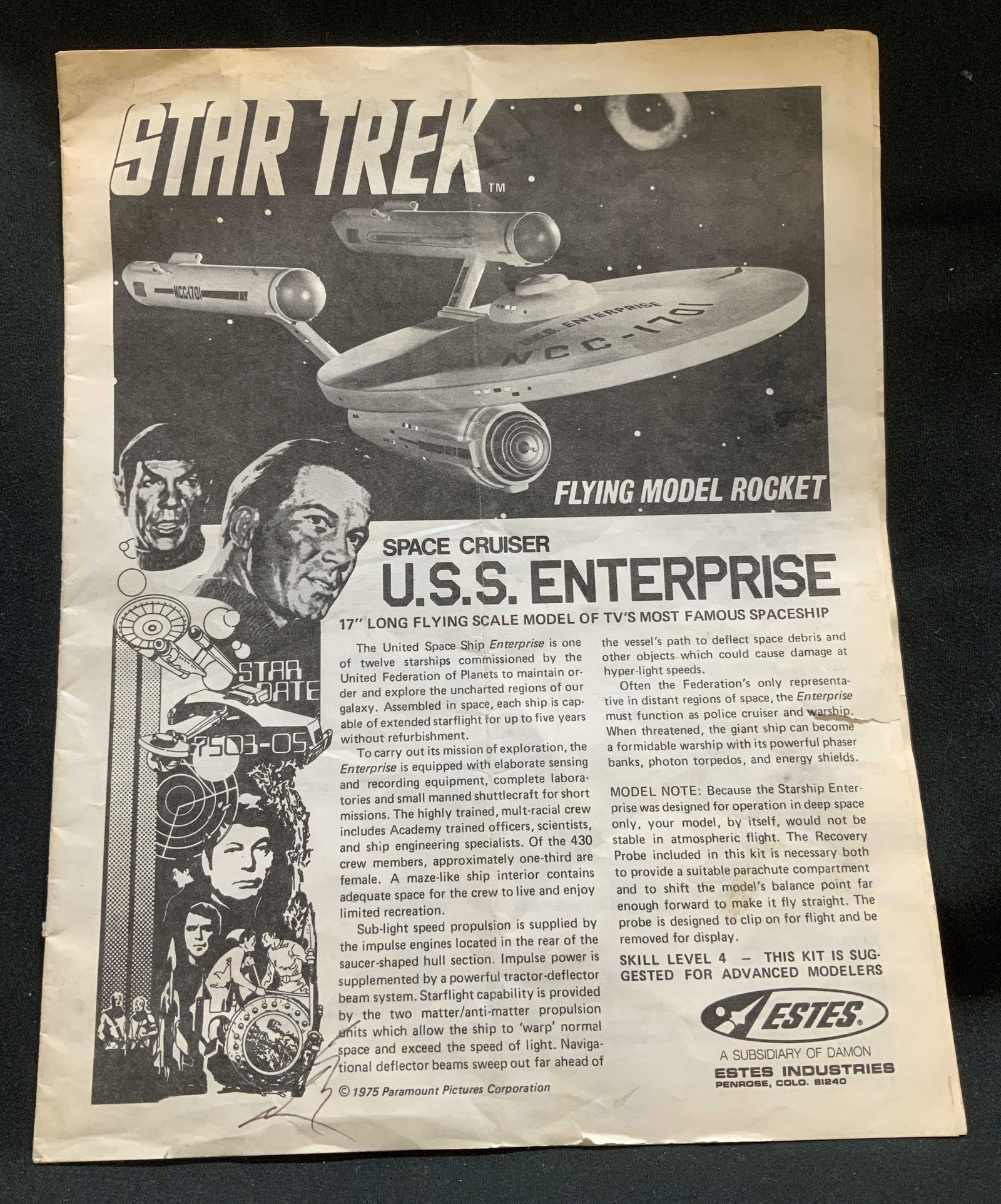1975 Star Trek U.S.S.Enterprise Instructions Bklet (1 of 6)
