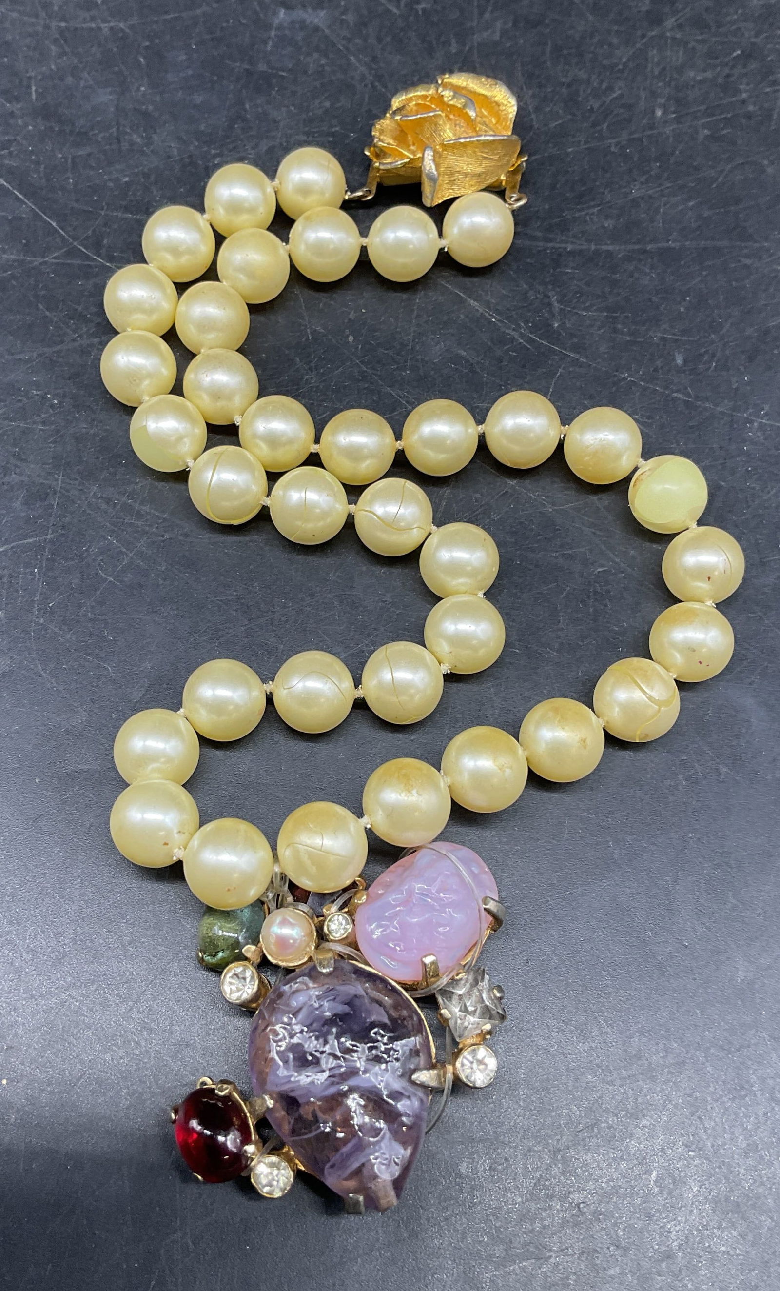 Faux Pearl Crystal Pendant Necklace (1 of 6)