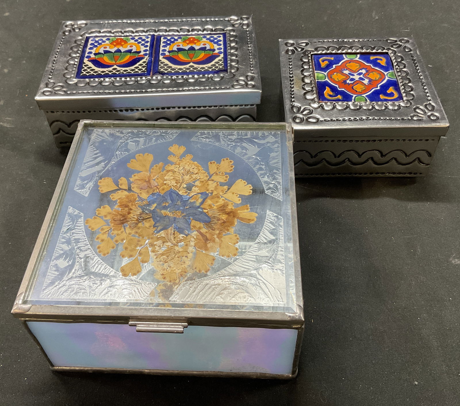 Lot 3 Vintage Hinged Trinket Boxes Mexico (1 of 16)