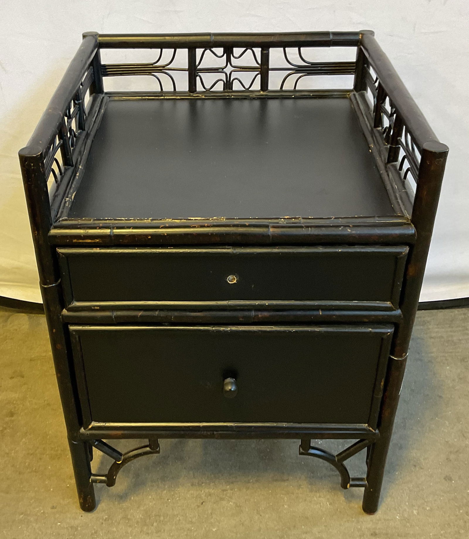 Black Wood Indochine Style Bed Side Table (1 of 6)