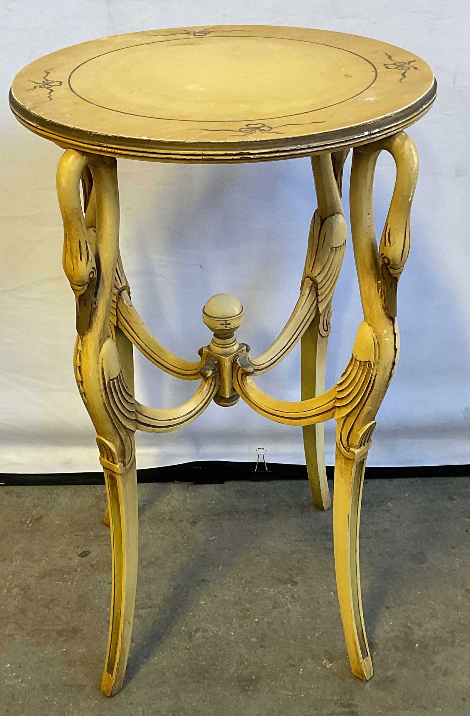 Neoclassical Style Yellow Wood Swan Side Table (1 of 6)