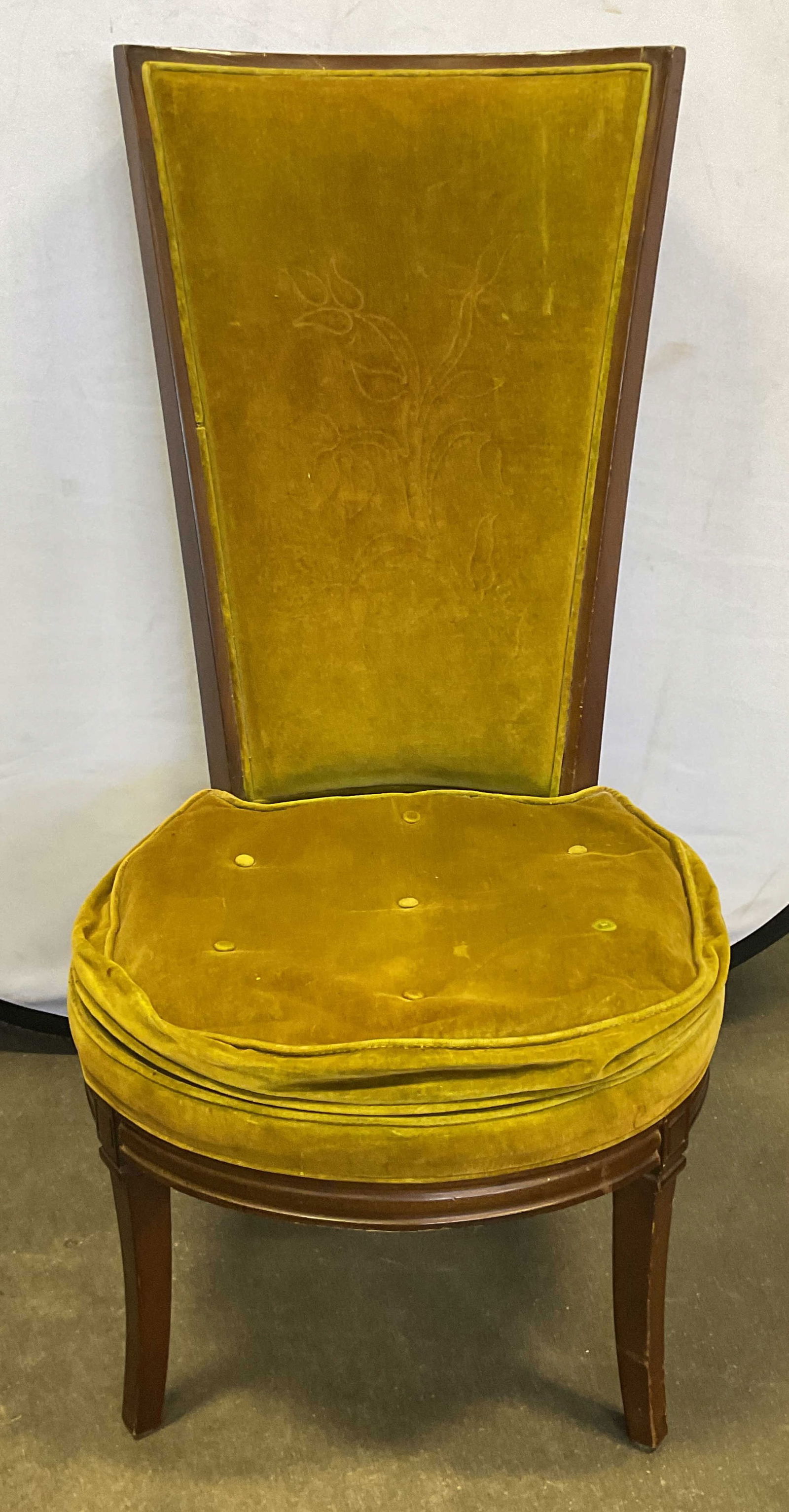Louis XV Style Green Velvet Slipper Chair (1 of 6)