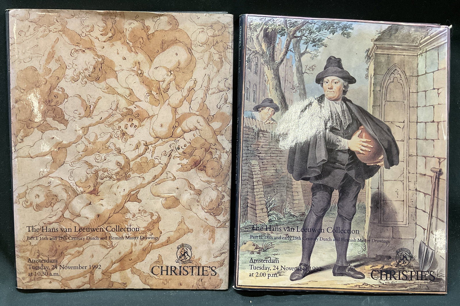2 1992 Hans Van Leeuwen Col Illus Bks+ Christies: Lot of 2 books. The Hans van Leeuwen Collection part 1 and 2. Published by Christies Amsterdam BV. Amsterdam Tuesday 24 November 1992 at 10.30AM and 2.00PM. Hard cover books with illustrated covers. C