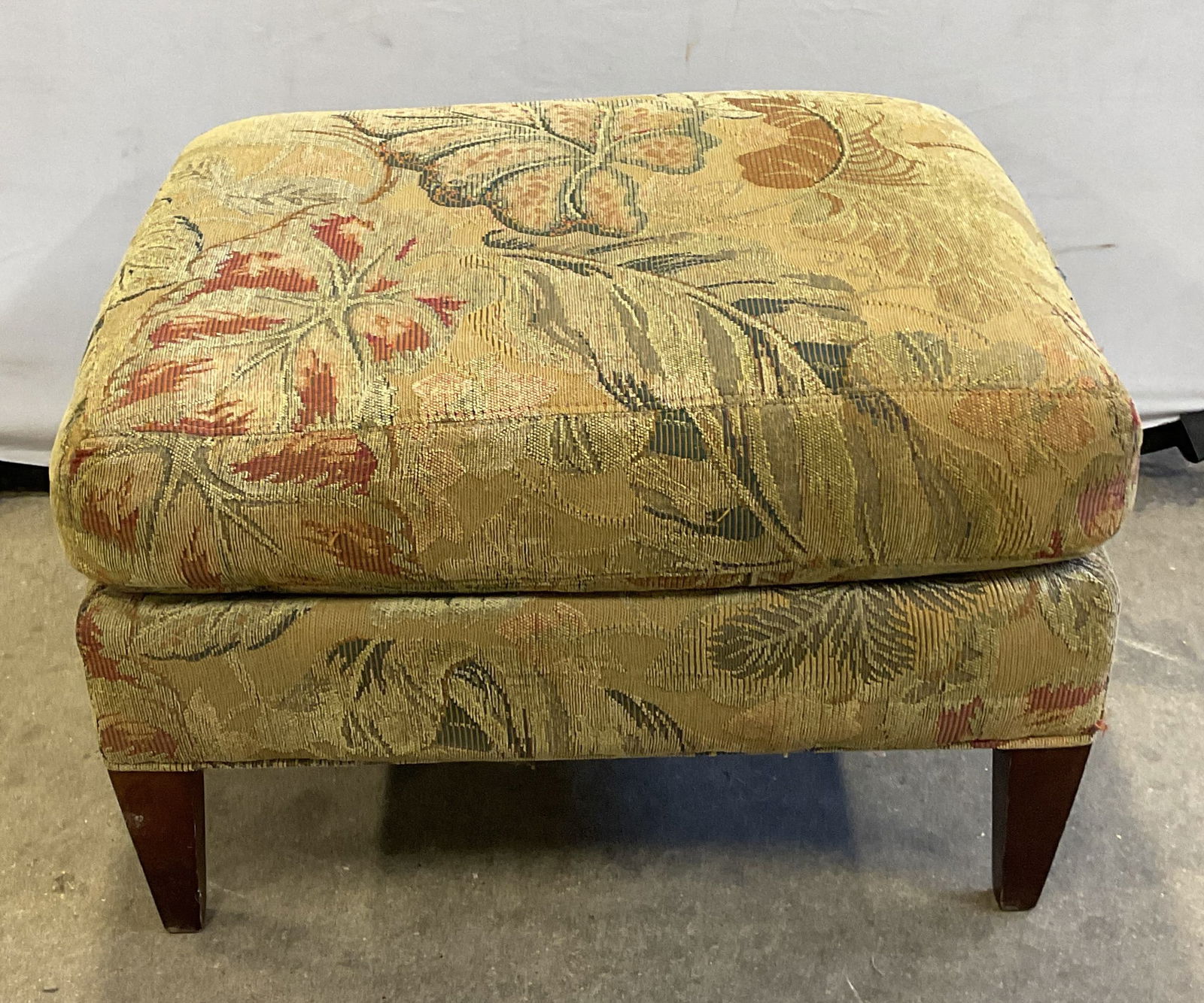 Crate & Barrel Green Leaf Upholstered Ottoman (1 of 6)