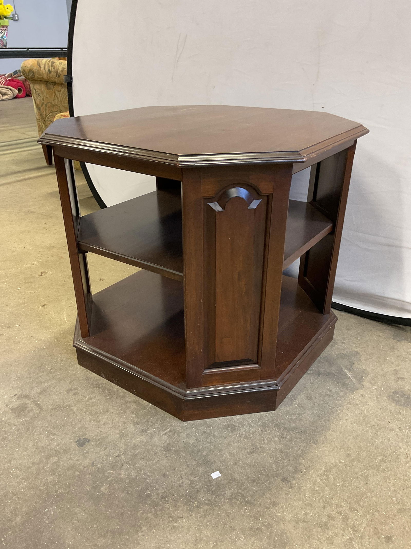 Octagonal Wood 2 tier Side End Table - 3