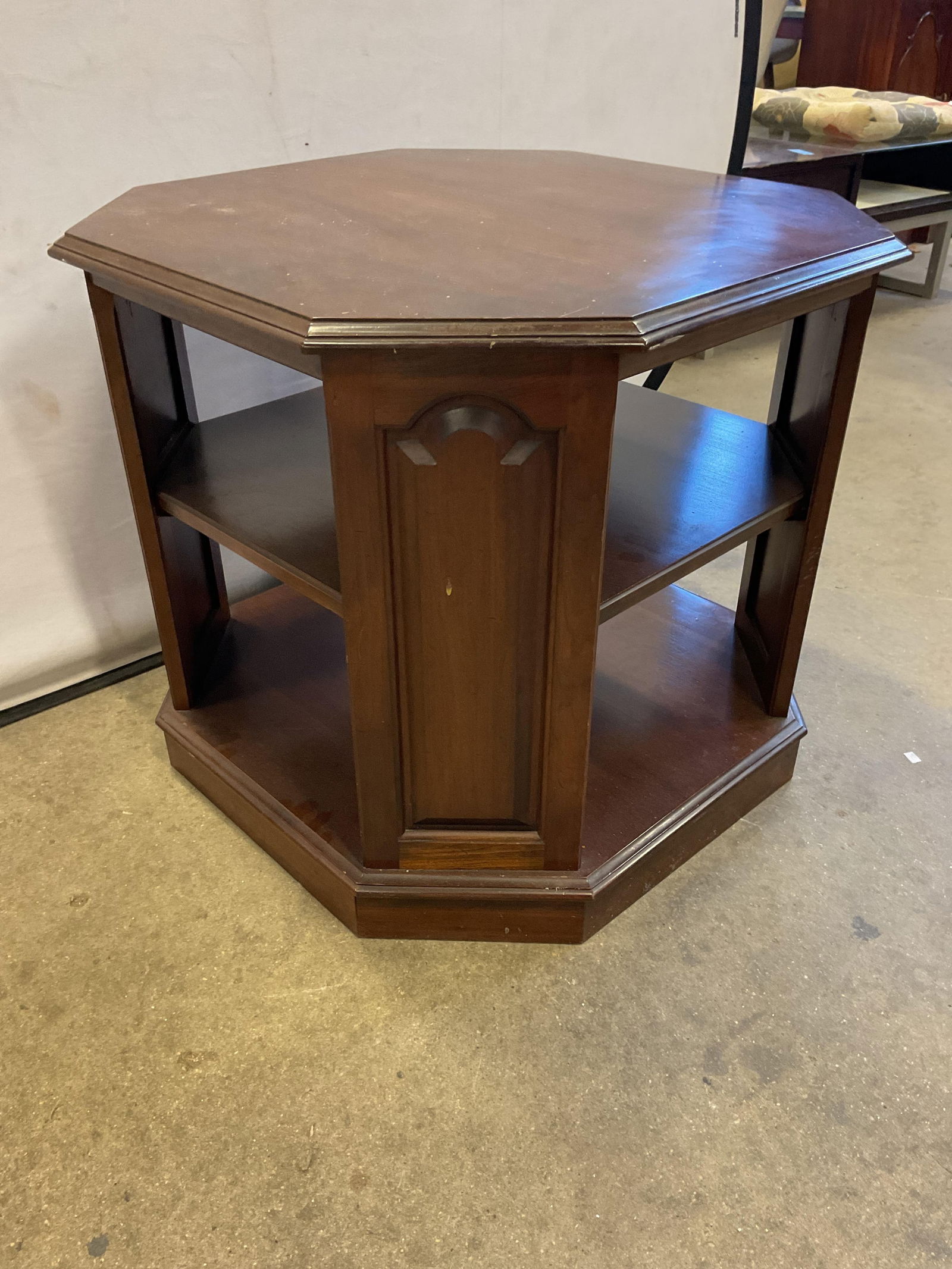 Octagonal Wood 2 tier Side End Table - 4
