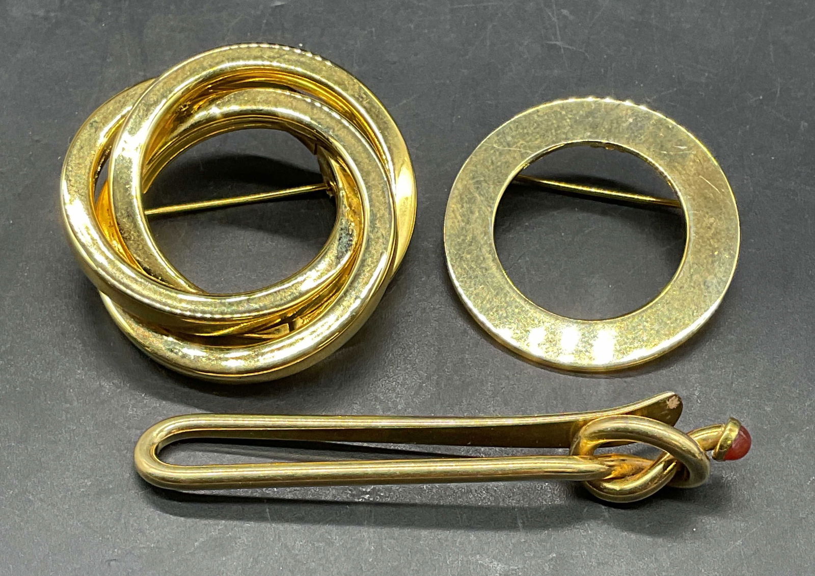 Lot 3 KREMENTZ Tie Clip, Open Circle Brooches (1 of 7)