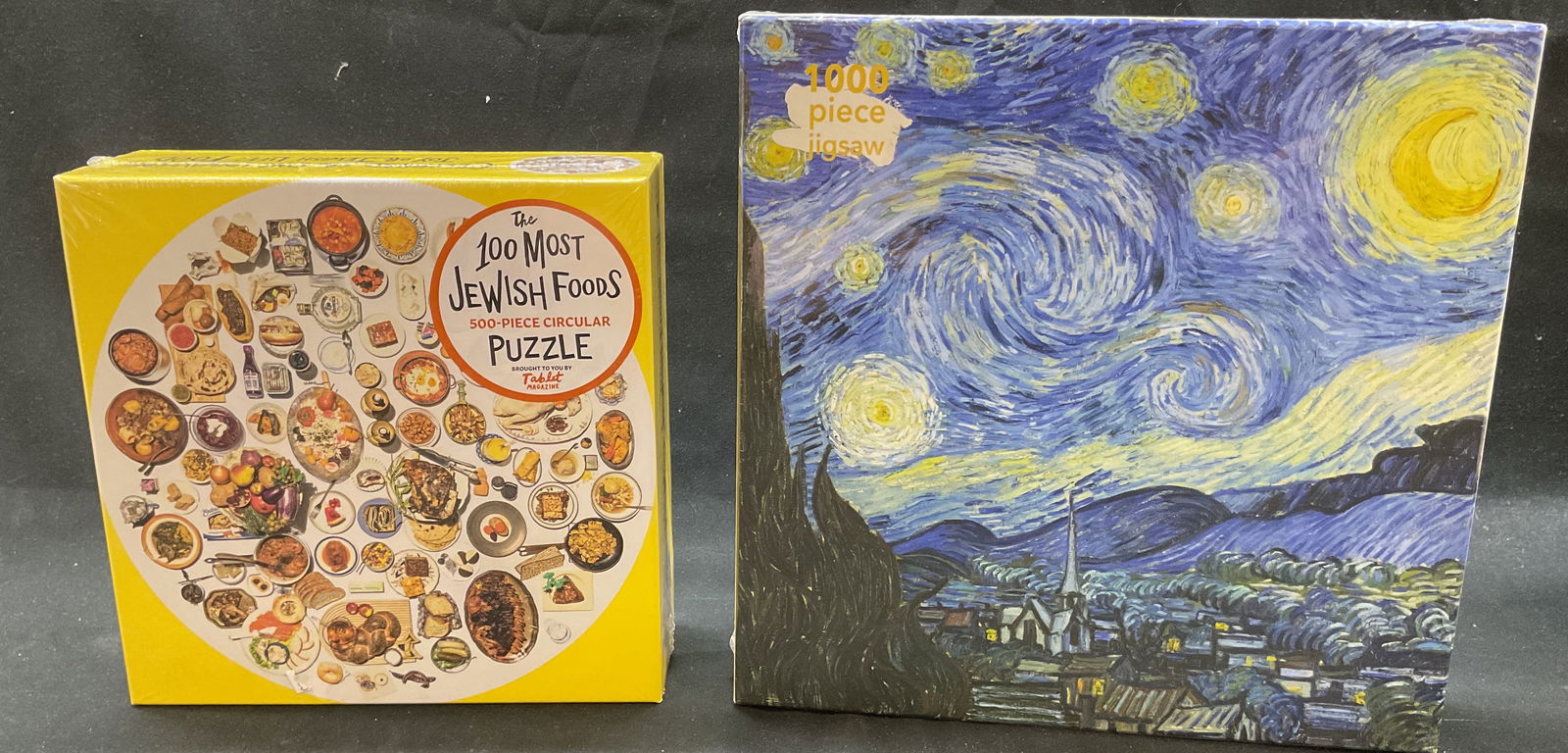 Lot 2 Jigsaw Puzzles Starry Night, Jewish Food NIB (1 of 8)