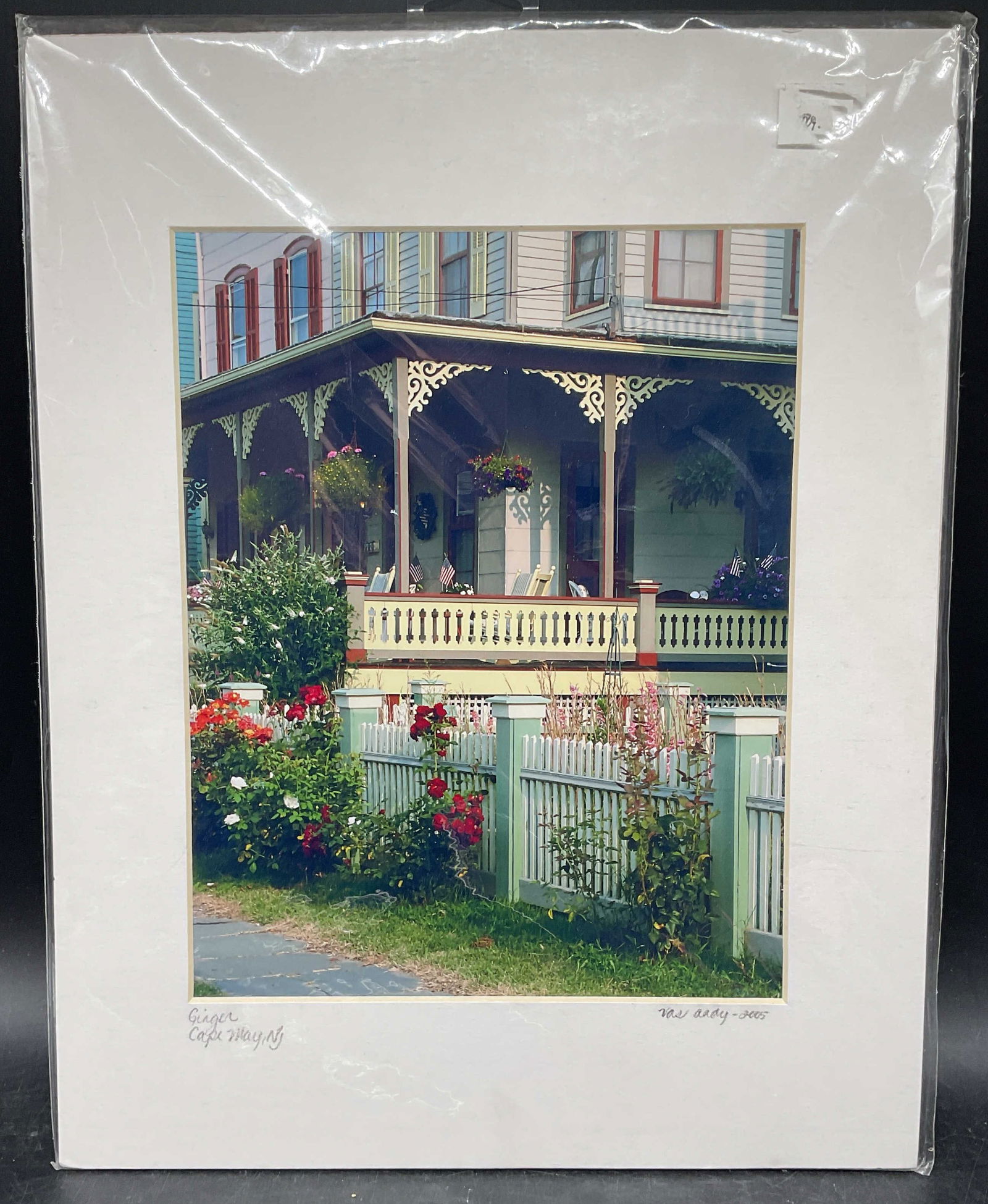 Signed Vas Andy Cape May NJ Photograph: Matted photograph. Signed and dated on the mat Vas Andy, 2005. Cape May New Jersey. Exterior of a house. Not examined out of mat. Mat measures approx. 14 x 11 inches. Art, fine art print,