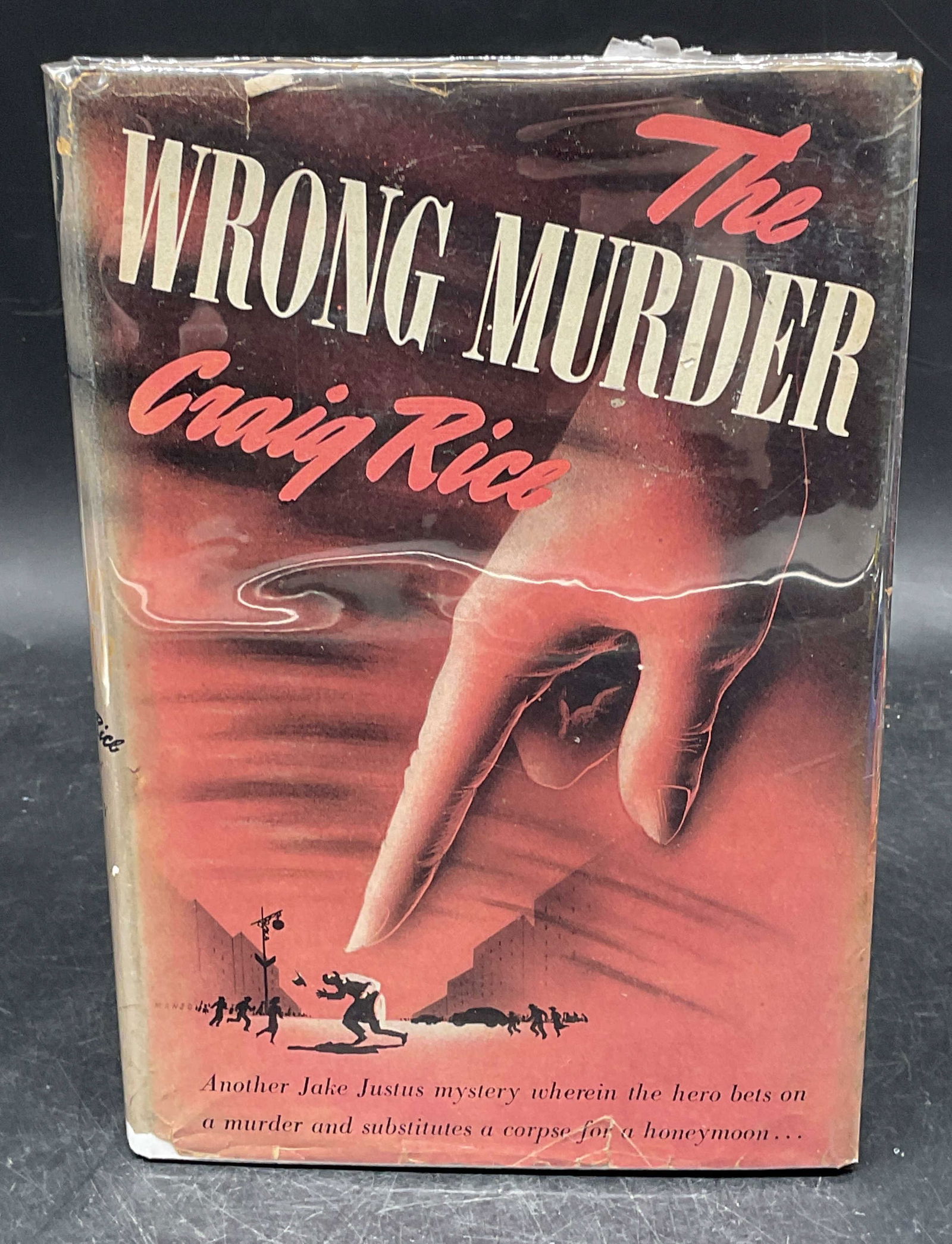 1944 Craig Rice Wrong Murder Tower Books 1st: Hardcover first Tower Books printing of The Wrong Murder by Craig Rice. Tower Books, 1944. Measures approx. 8.25 x 5.75 inches. Wear to cover, pages, and binding consistent with exposure. Book,