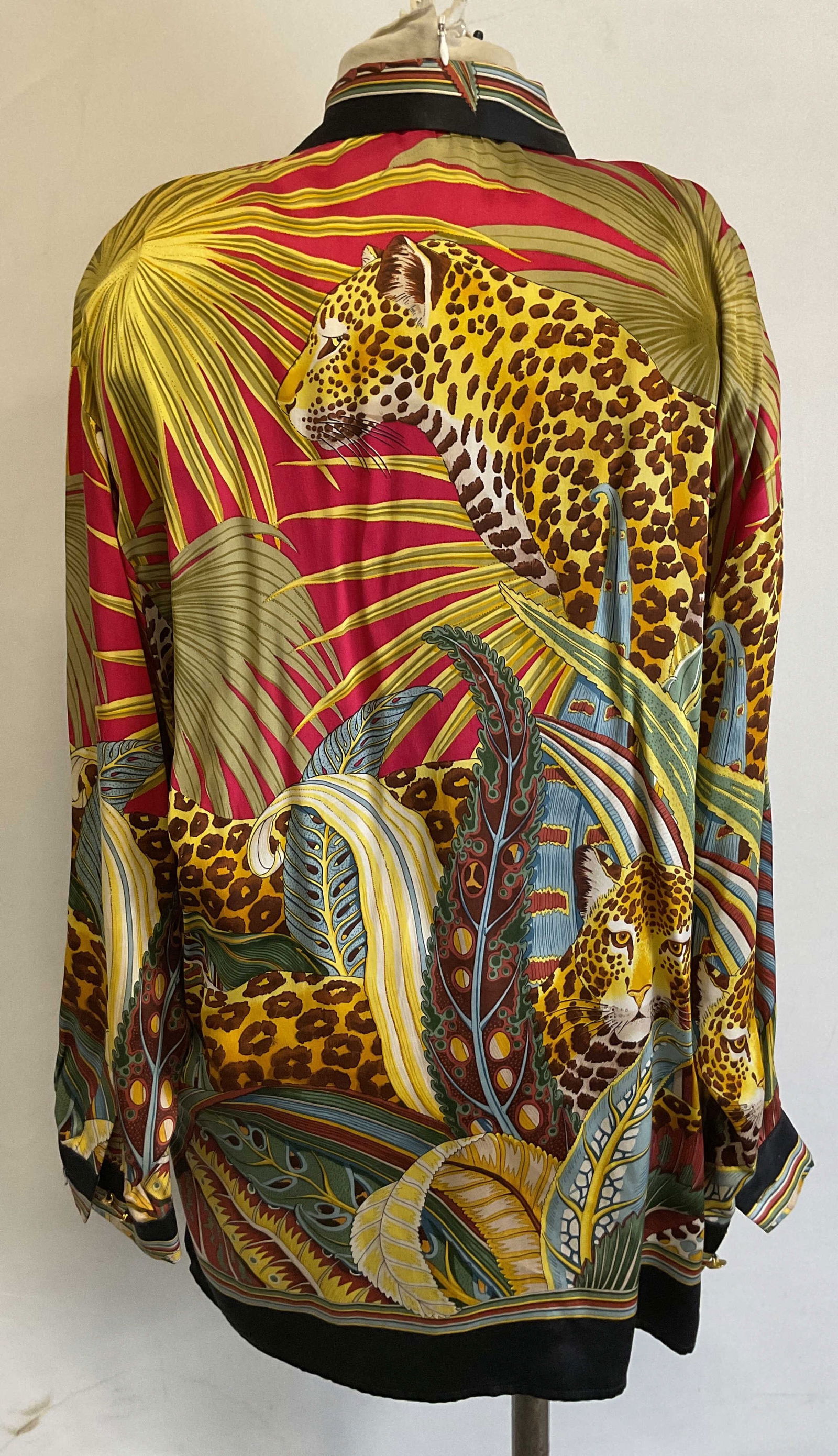 Massardi Silk Cheetah Button Up Long Sleeve Top (1 of 9)