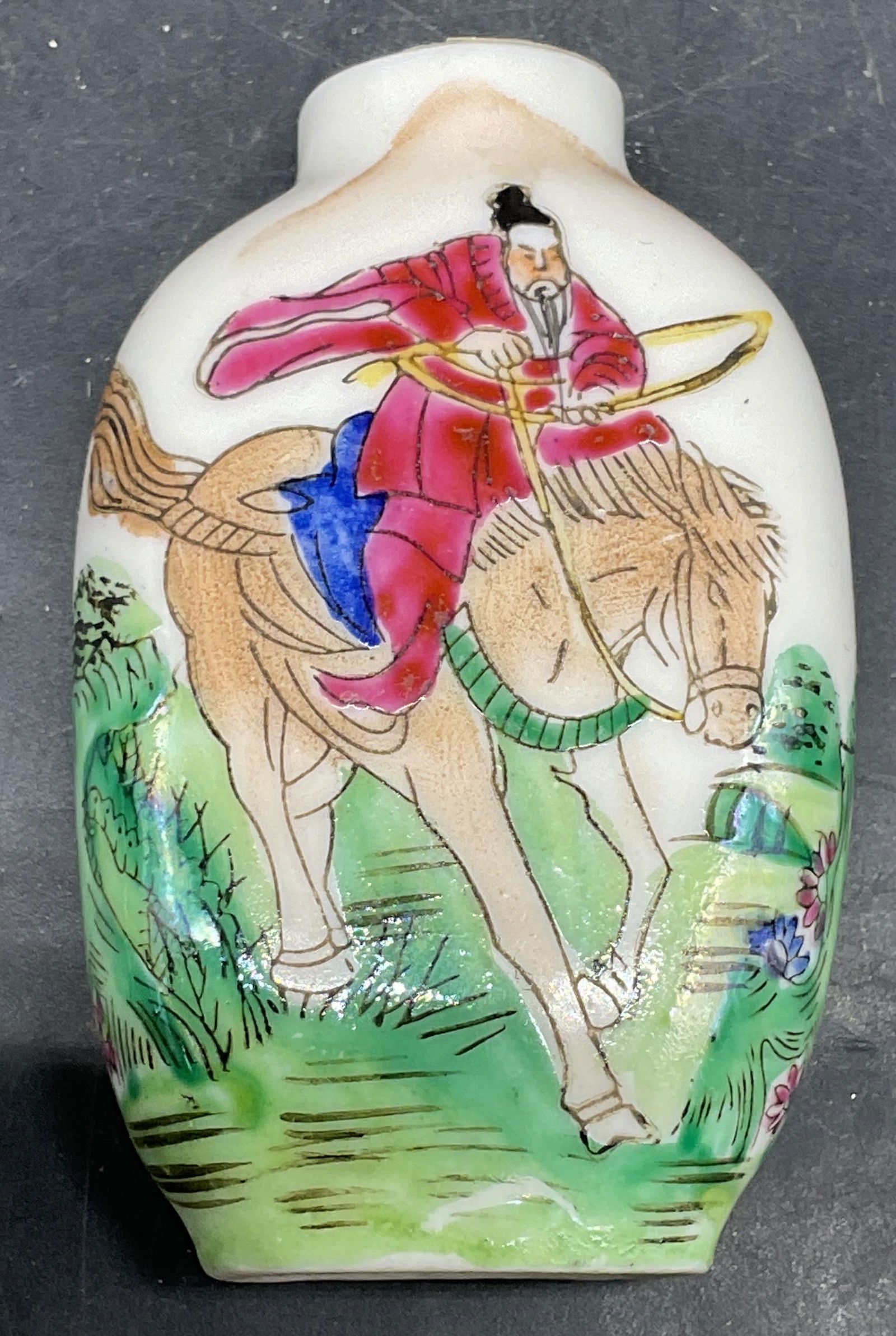 Signed Chinese Porcelain Warrior Snuff Bottle (1 of 6)