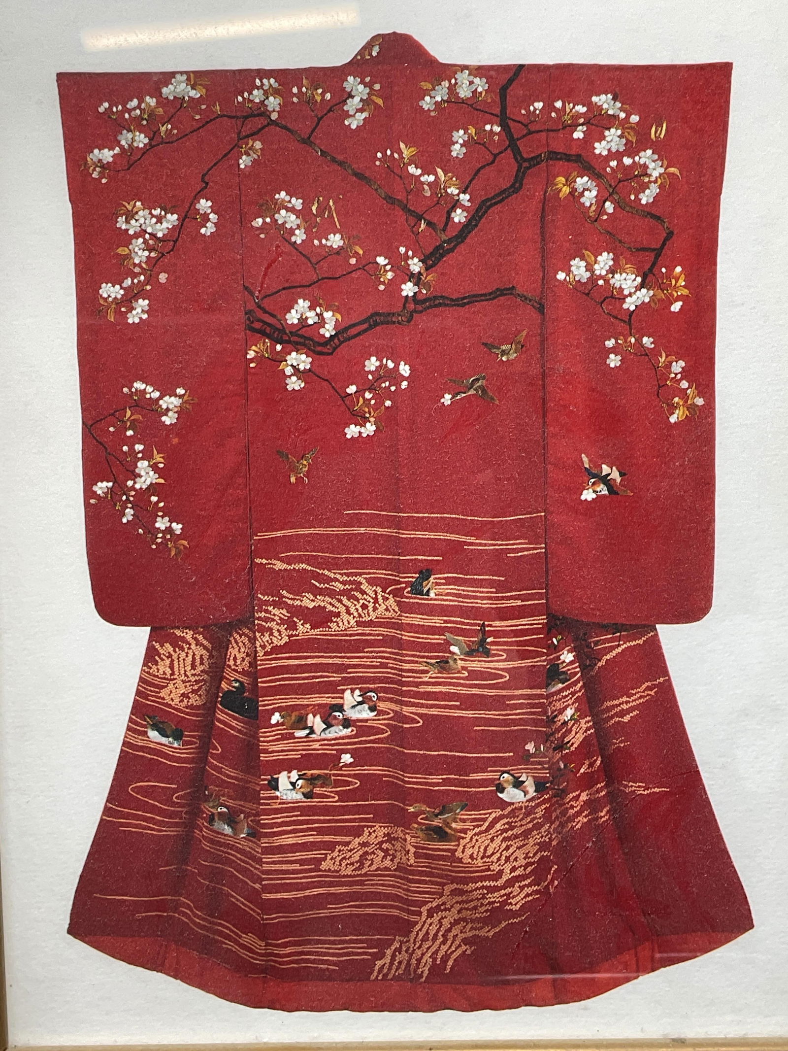 Framed Red Kimono Lithograph - 2