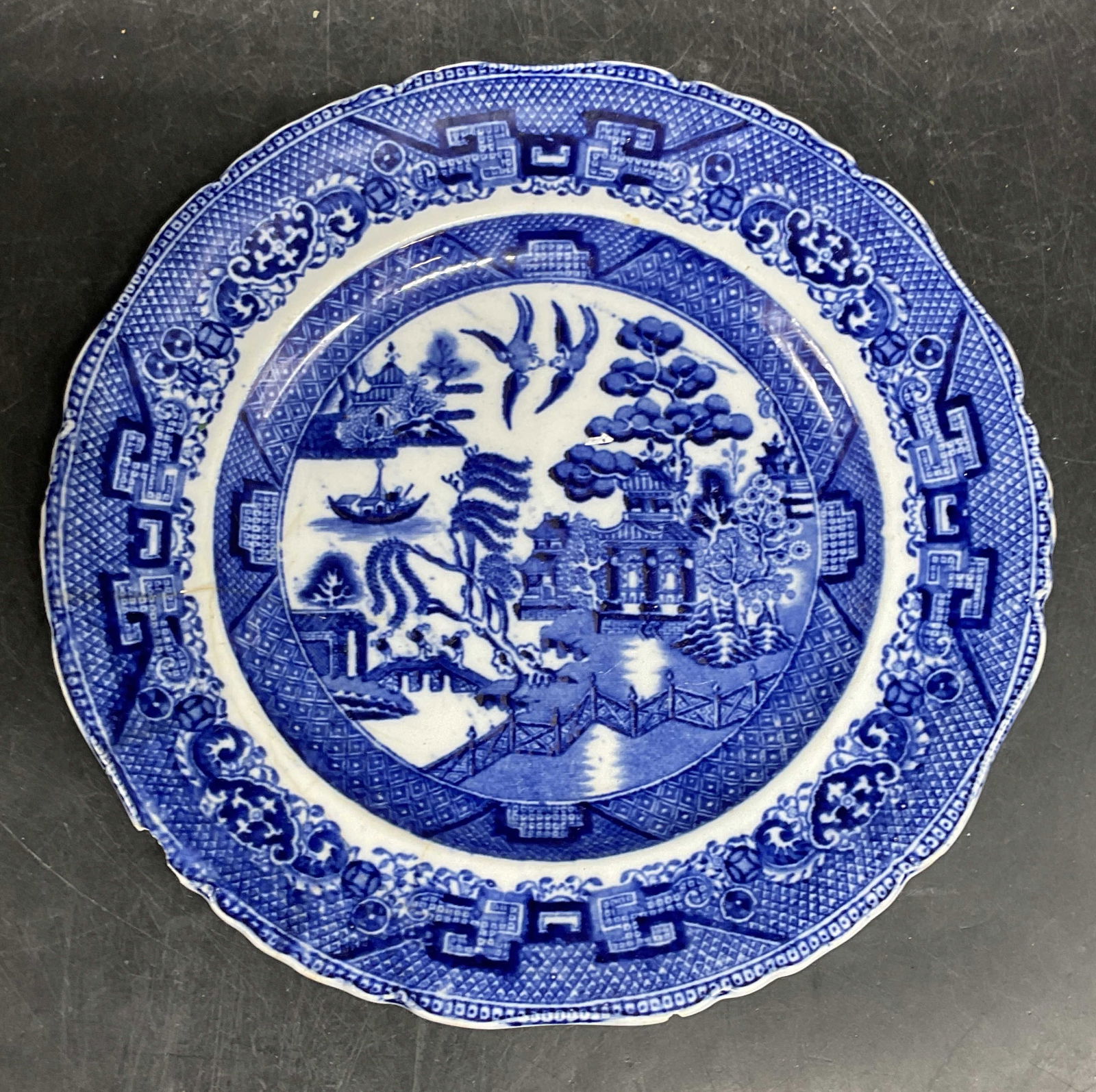Antq Ashworth Flow Blue Willow Ceramic Plate (1 of 6)