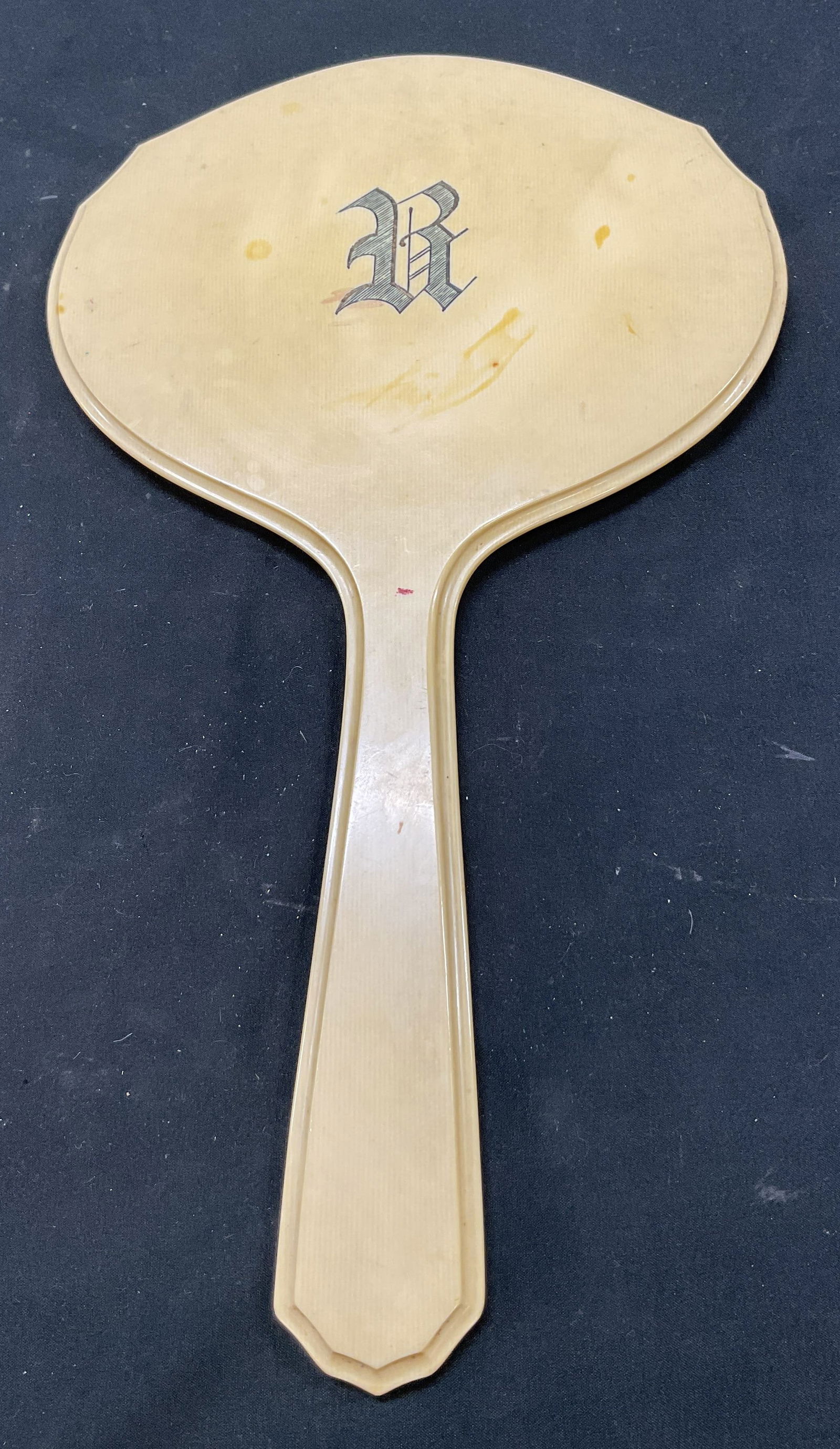 Du Barry Pyralin Monogram Handheld Mirror