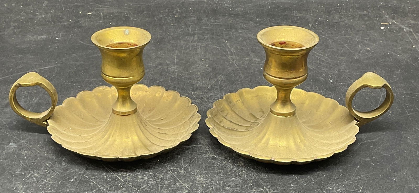 Pair Vintage Brass Chamber Candlesticks (1 of 7)