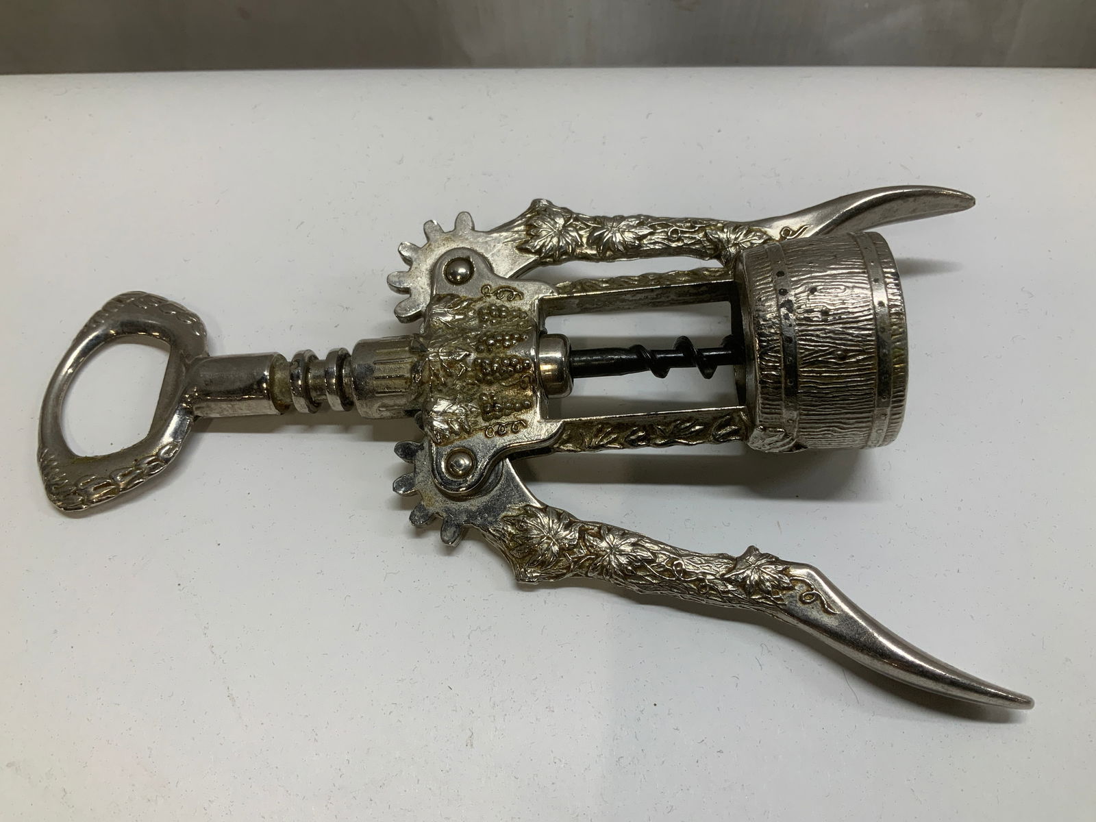 Vtg Silver Plated Winged Corkscrew - 4