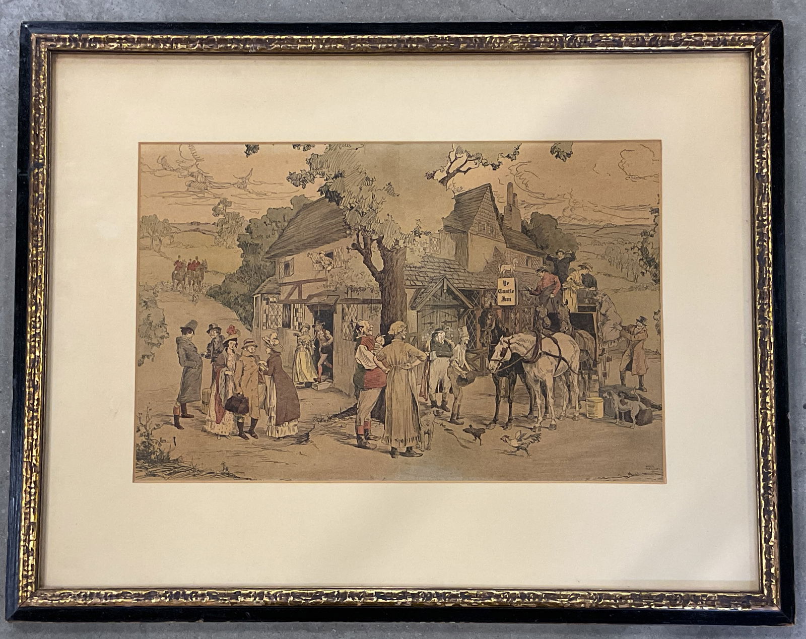 Framed Will Hammell Castle Inn Village Litho 23in (1 of 6)