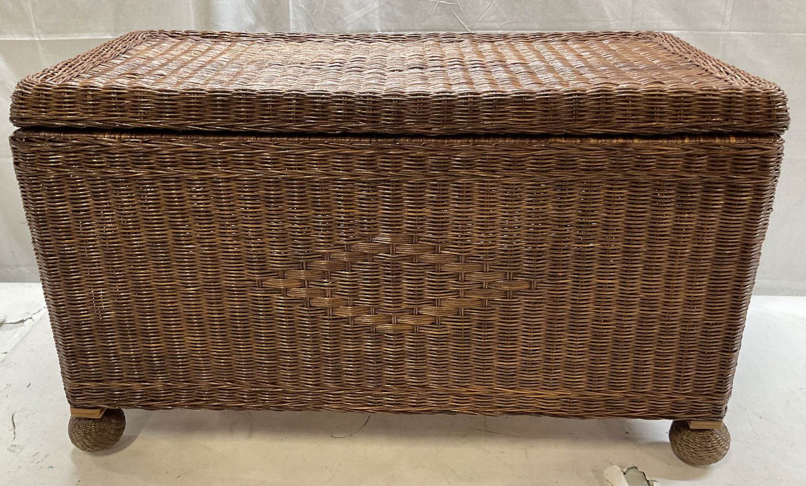 Vintage Brown Cottage Wicker Trunk (1 of 9)