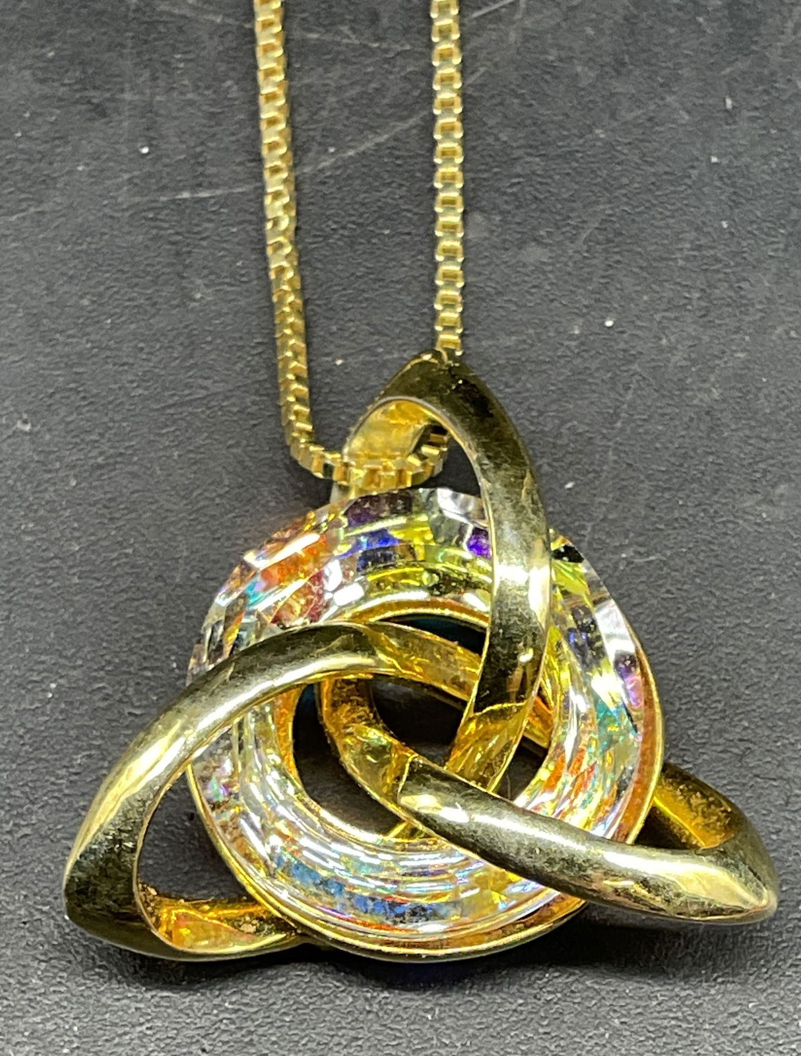 Sterling Silver Gold Pl Crystal Necklace, Italy (1 of 6)