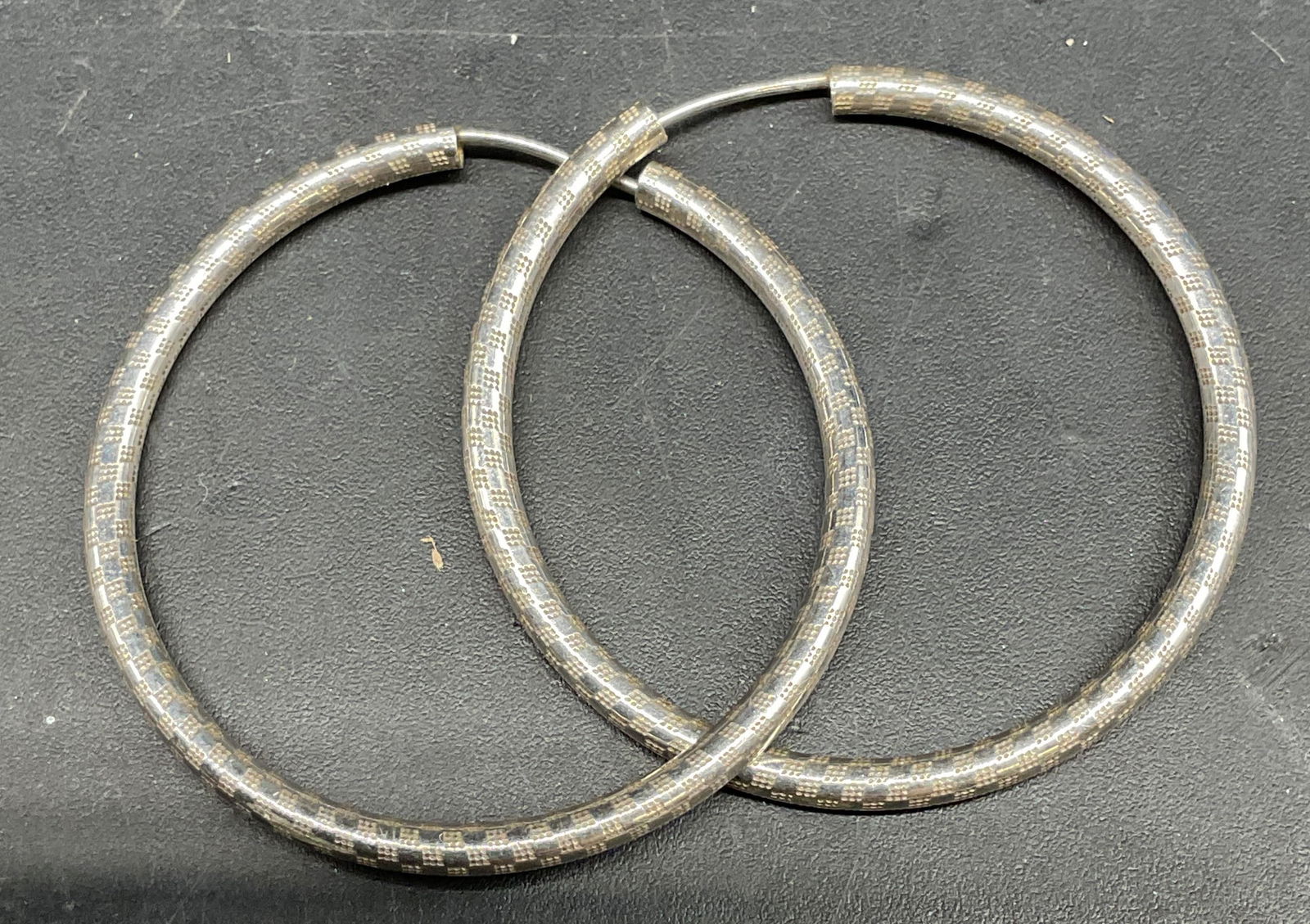 Sterling Silver Textured Hoop Earrings (1 of 6)