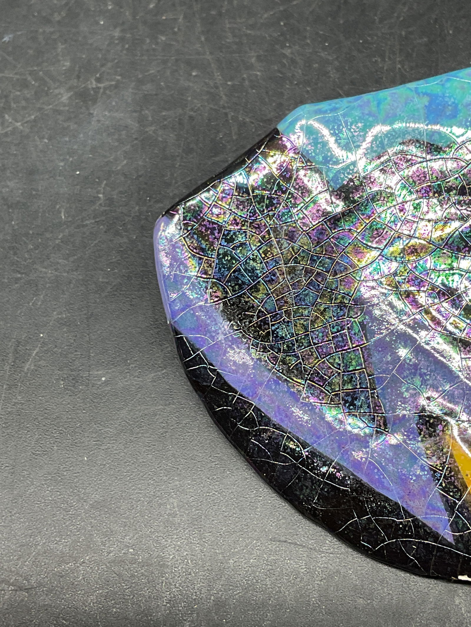 Handmade Ceramic Metallic Zigzag Brooch - 2