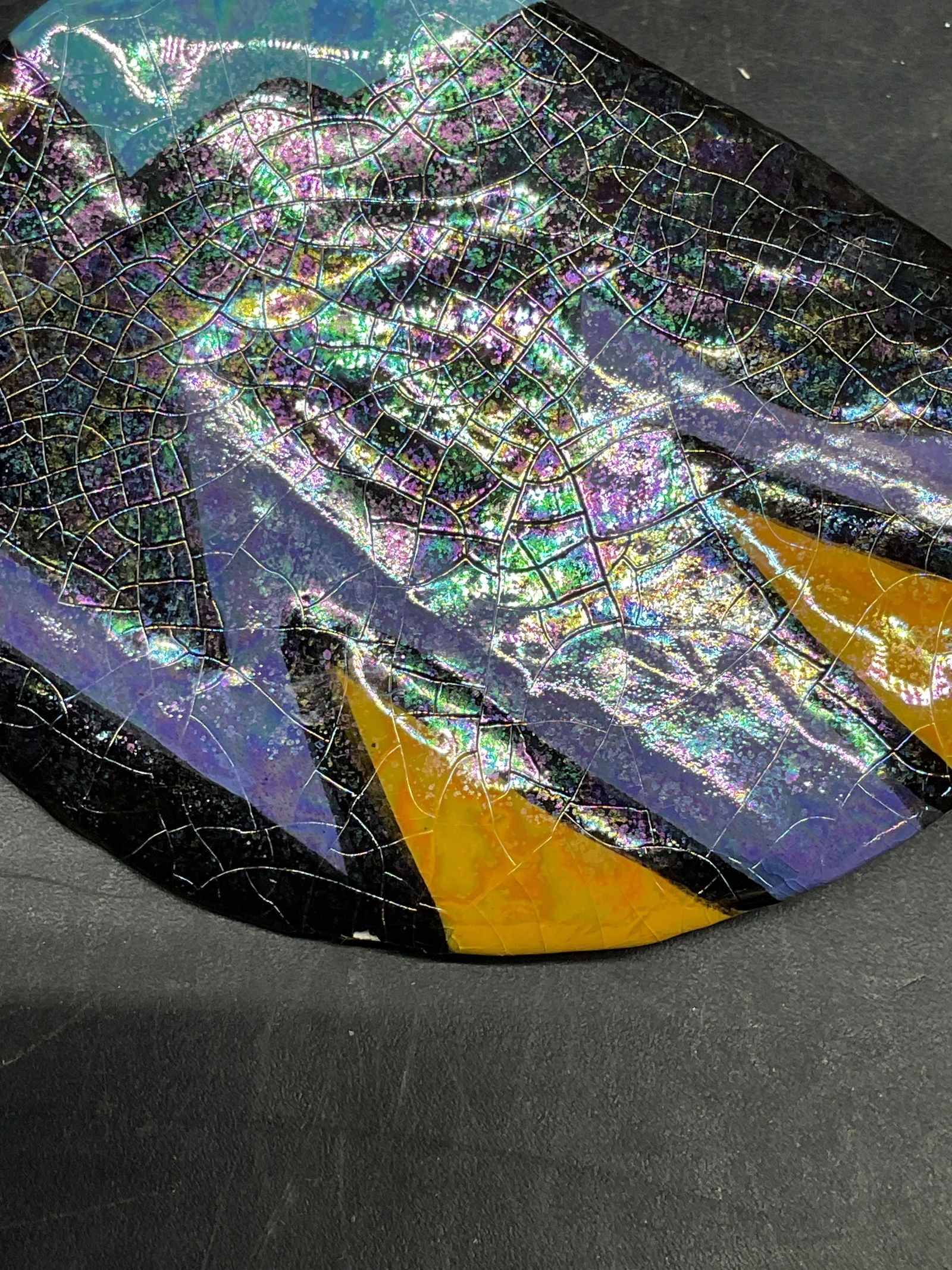 Handmade Ceramic Metallic Zigzag Brooch - 3