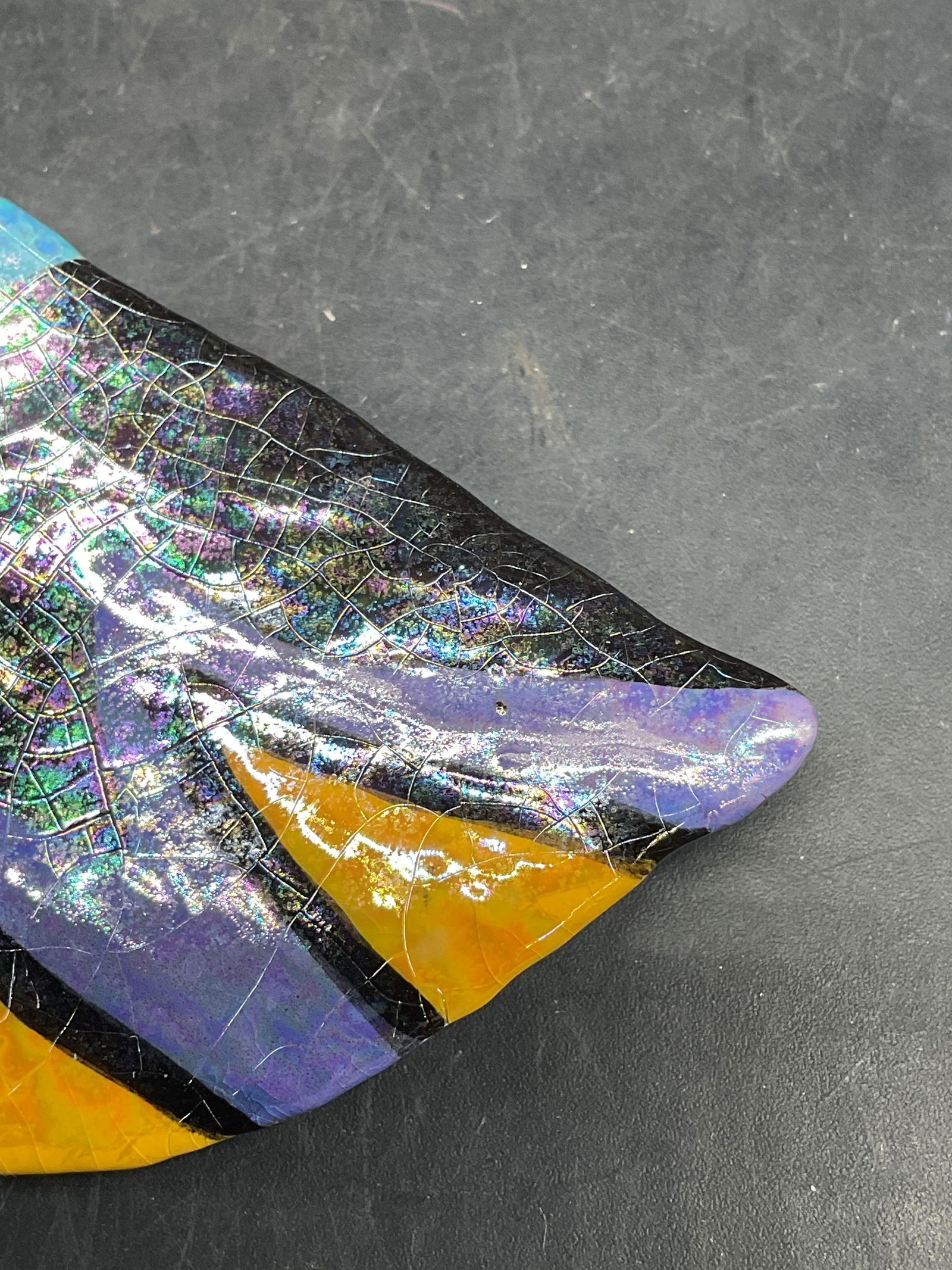 Handmade Ceramic Metallic Zigzag Brooch - 4