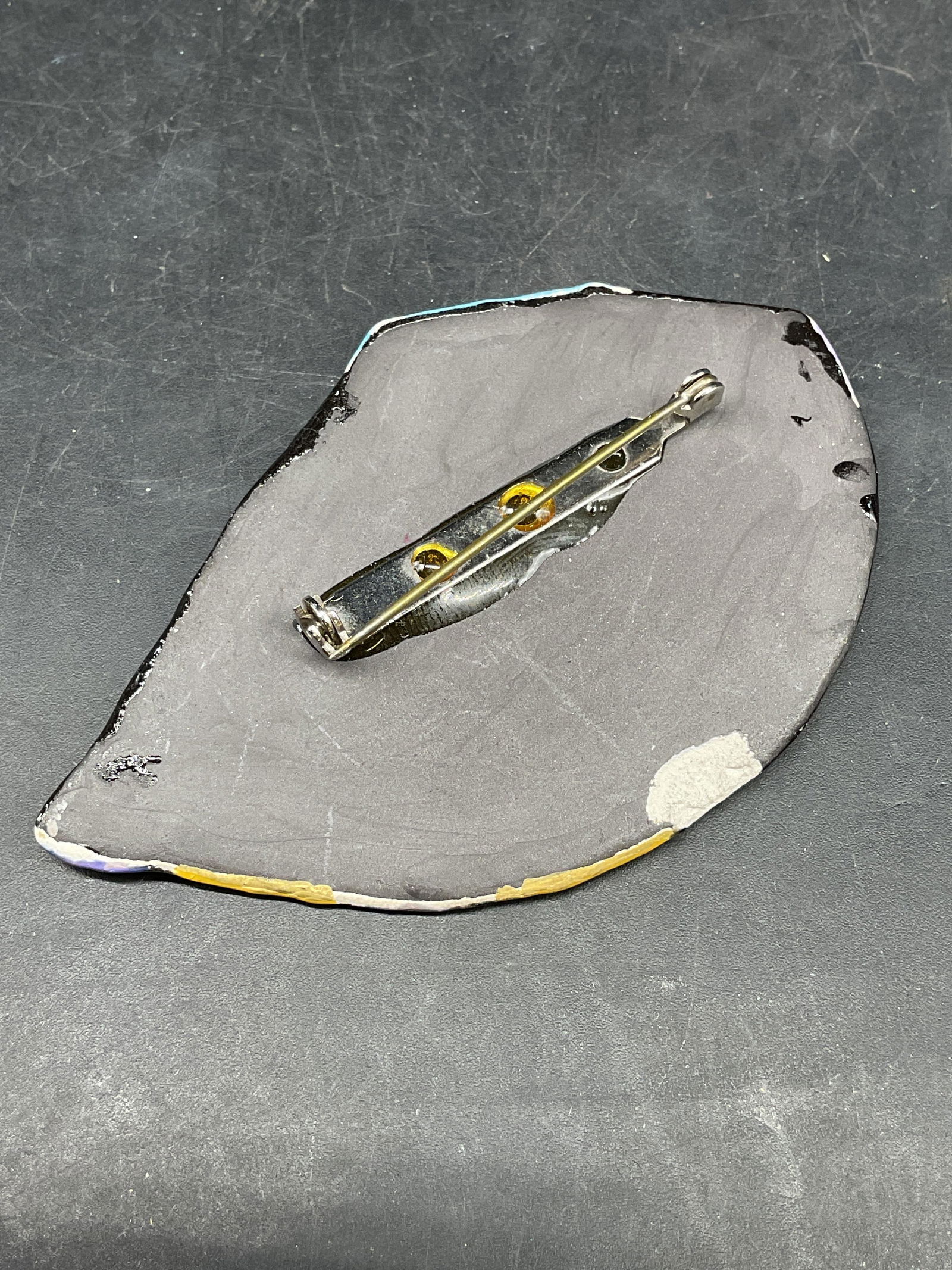 Handmade Ceramic Metallic Zigzag Brooch - 5