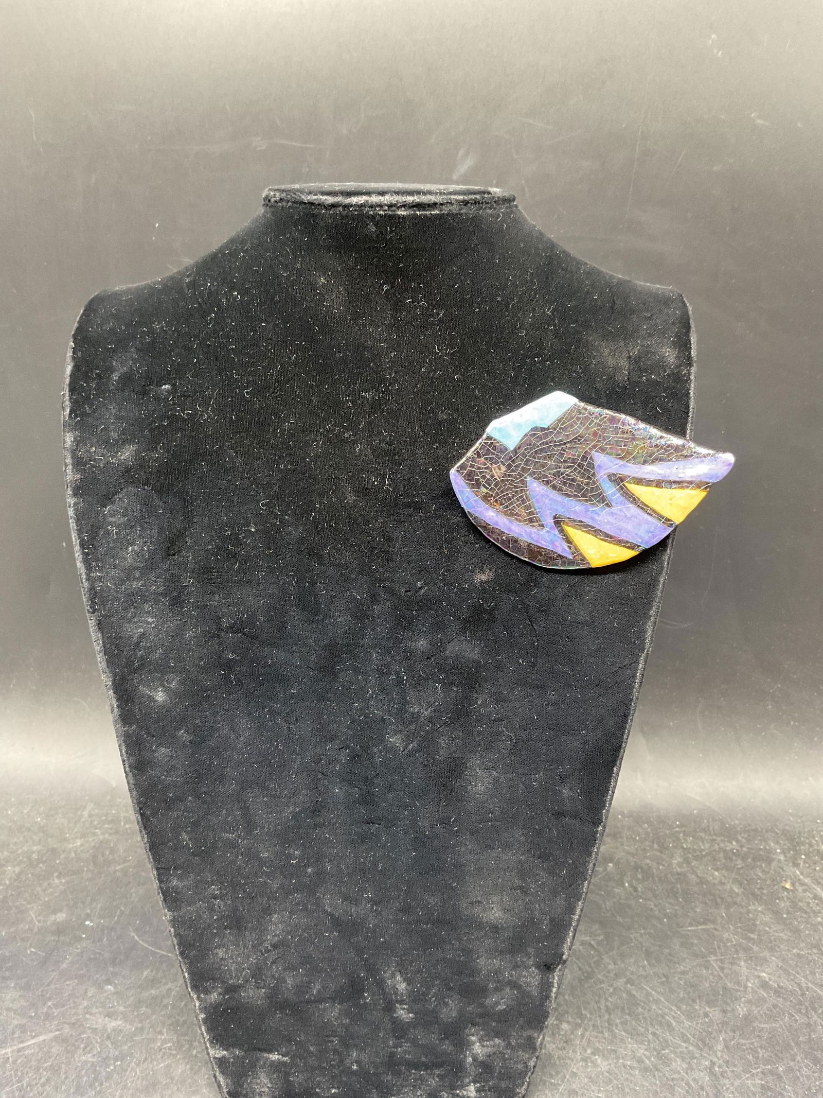 Handmade Ceramic Metallic Zigzag Brooch - 6