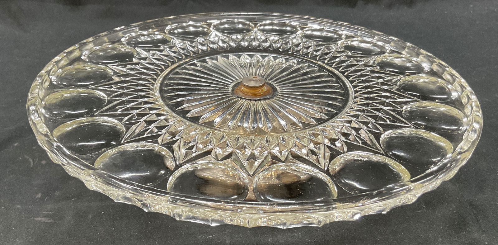 Vintage Glass Footed Cake Stand W Silver Pl Base (1 of 7)