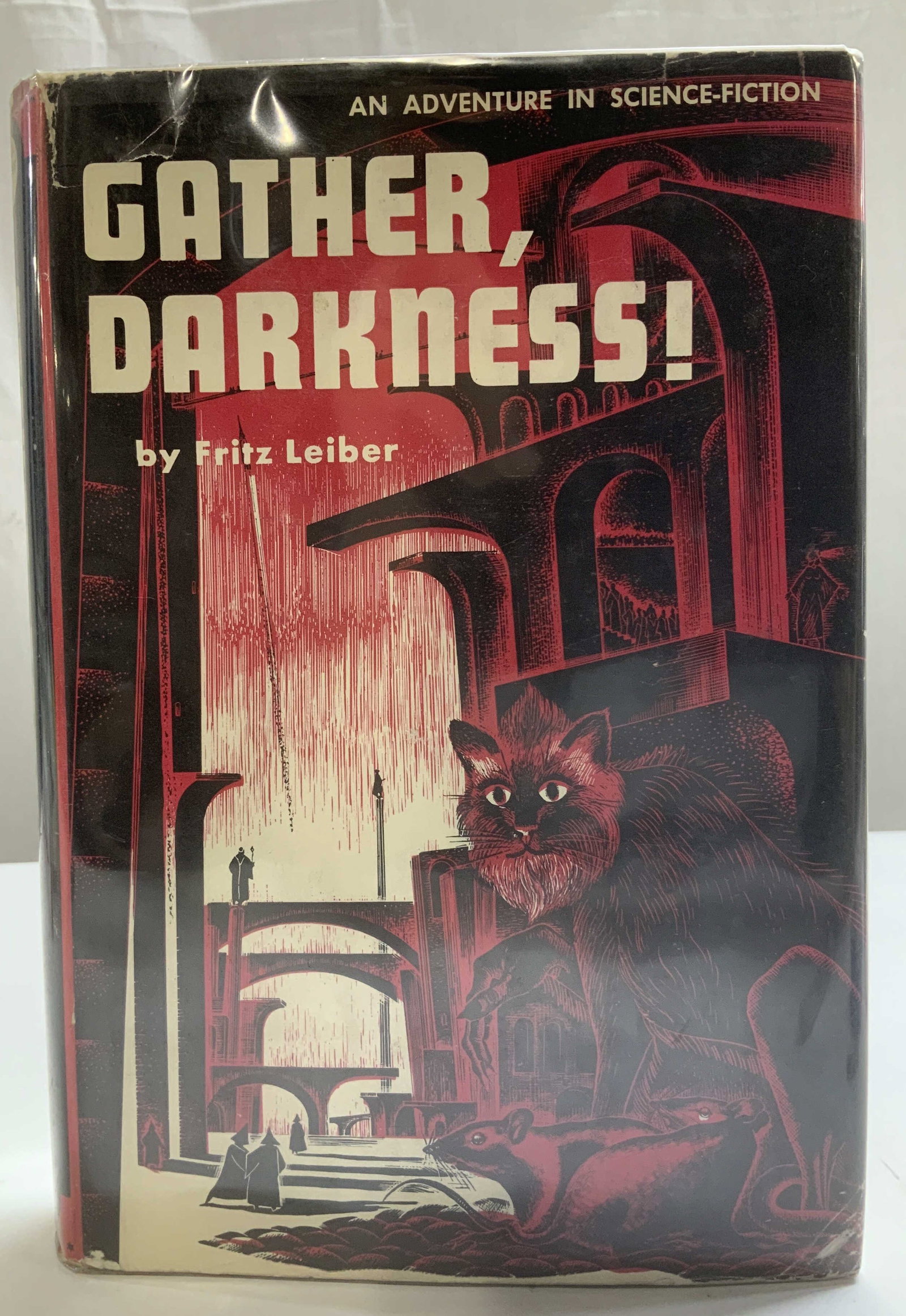1950 Gather, Darkness! 1st Ed Book LEIBER: Gather, Darkness! By Fritz Leiber. Pellegrini & Cudahy. New York. Copyright 1950. 1st edition. An Adventure in Science Fiction. Front cover features illustrations. Surface wear consistent to age, use 
