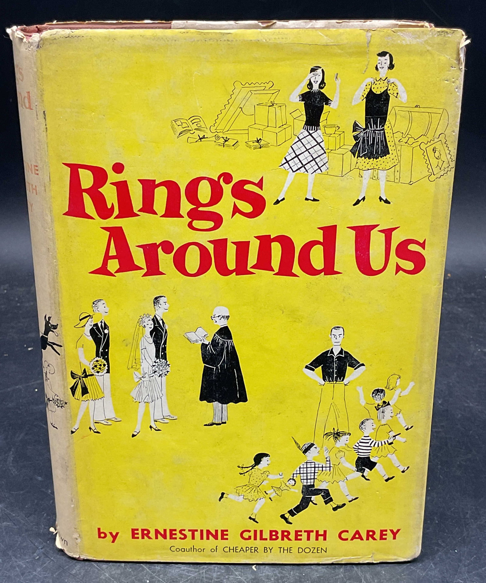 Carey Rings Around Us 1st Ed 1956: Hardcover first edition Rings Around Us by Ernestine Gilbreth Carey. Little, Brown, 1956. Measures approx. 8.25 x 6 inches. Some wear to cover, pages, and binding consistent with exposure. Book, vinta