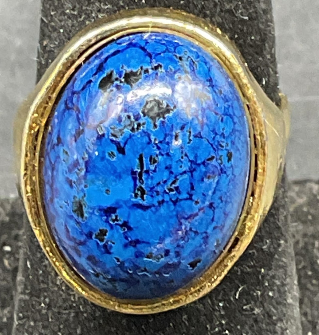 Vintage Gold Tone Blue Cocktail Ring (1 of 6)