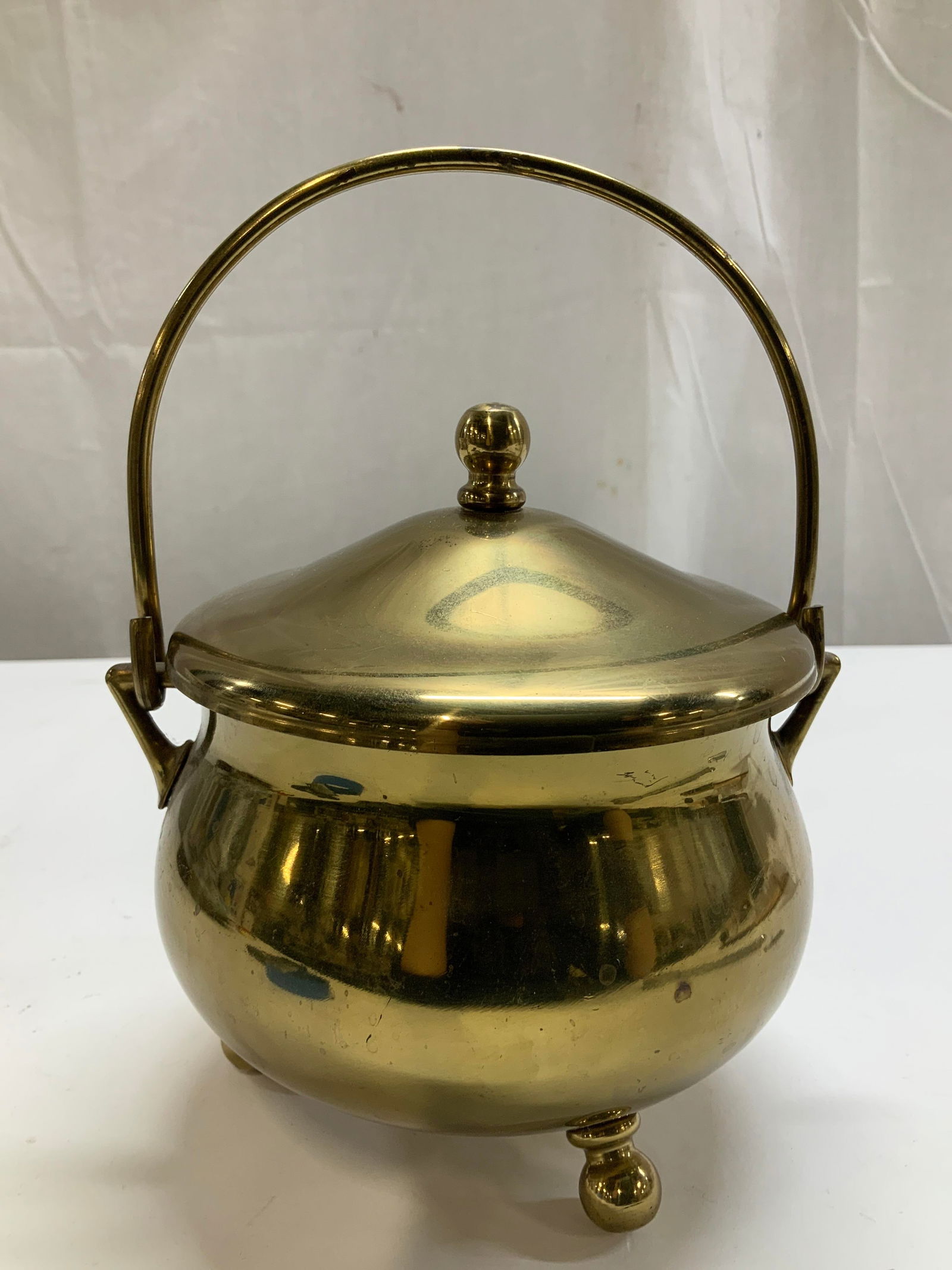 Vtg Solid Brass Smudge Pot W Lid - 3