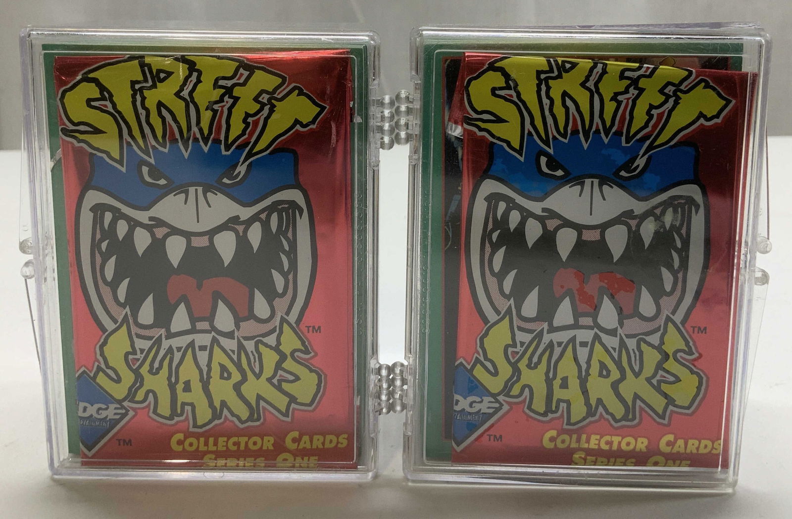 Lot 30+1995 Street Sharks Series 1 Trading Cards: Lot includes, 30+ 1995 Street Sharks Series 1 Collector Cards released by Collectors Edge. Cards come in acrylic case & has not been inspected individually. Lot is sold as is. Surface wear consistent